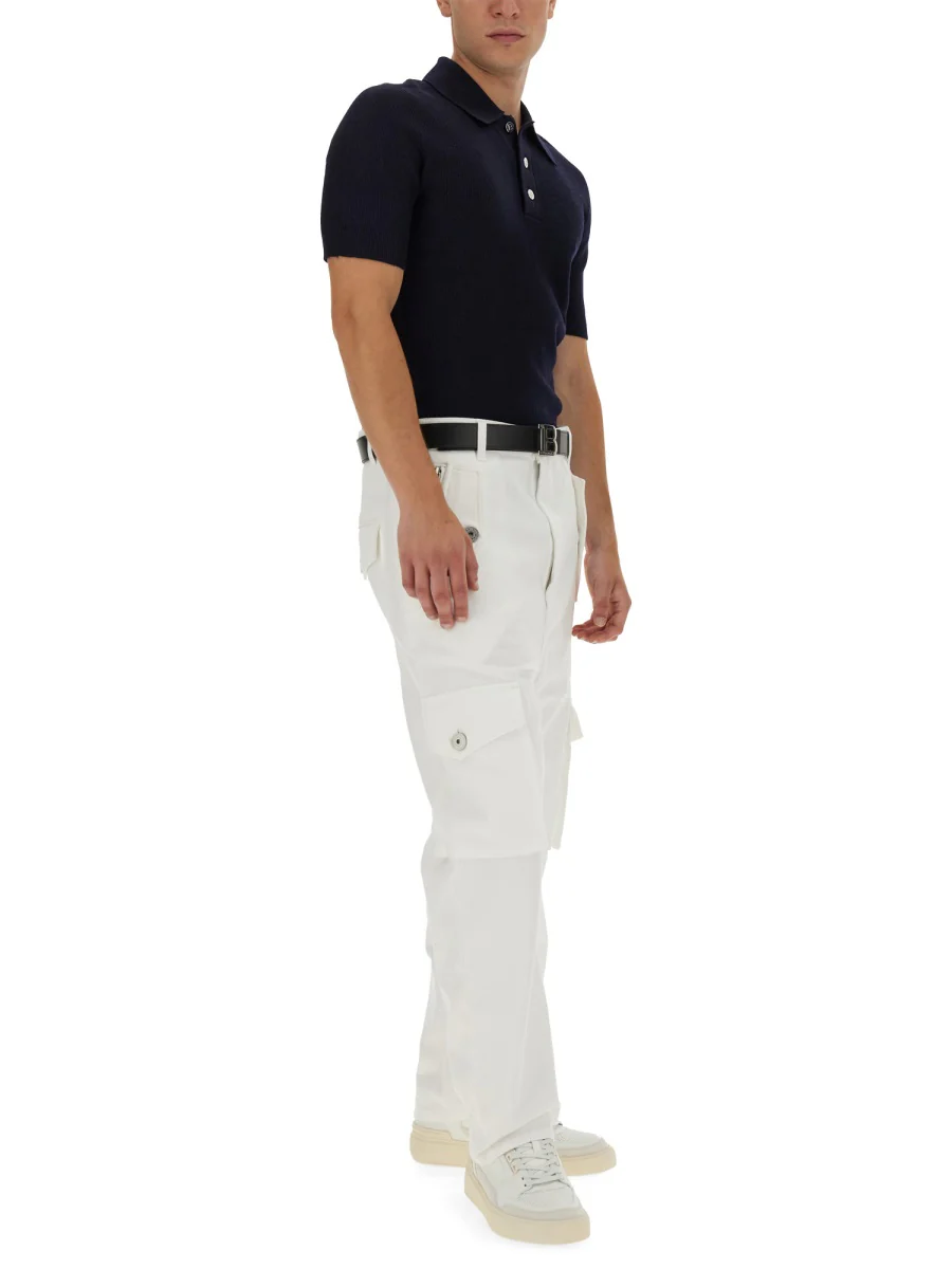 BALMAIN Logo-patch Wool Polo Shirt - Image 2