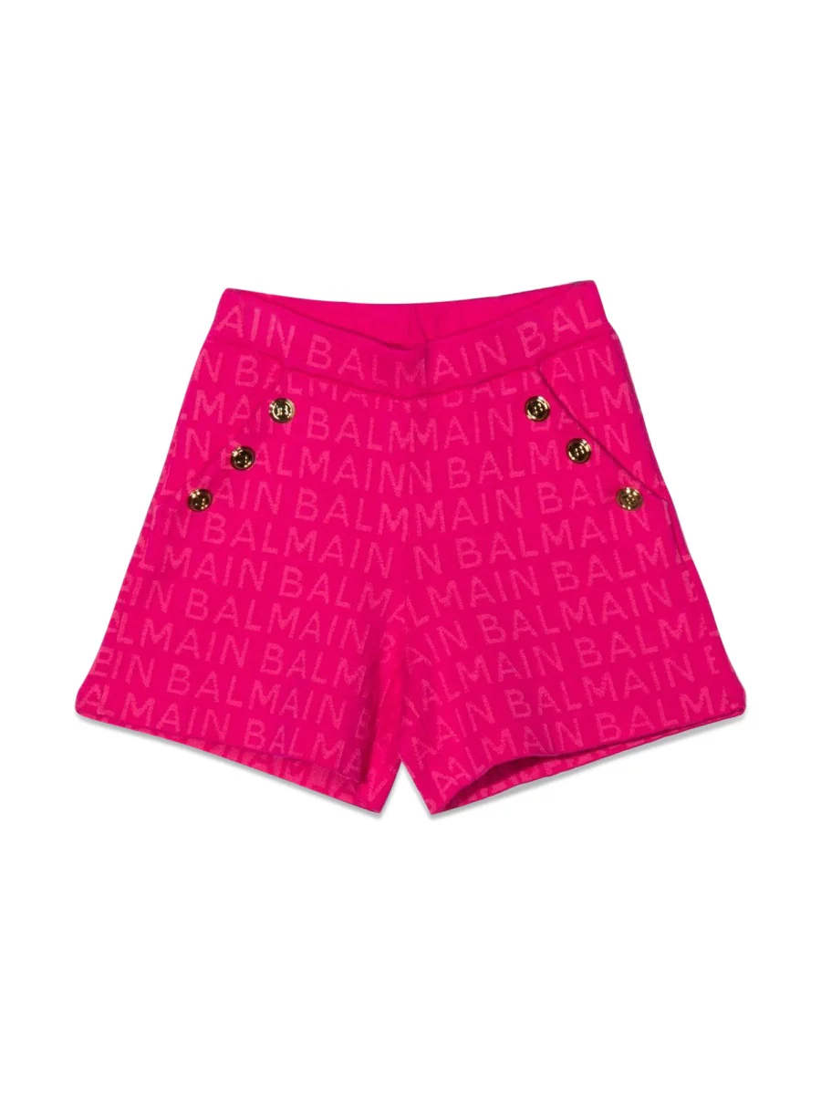 Balmain Mini Bermuda Shorts with Gold Side Buttons