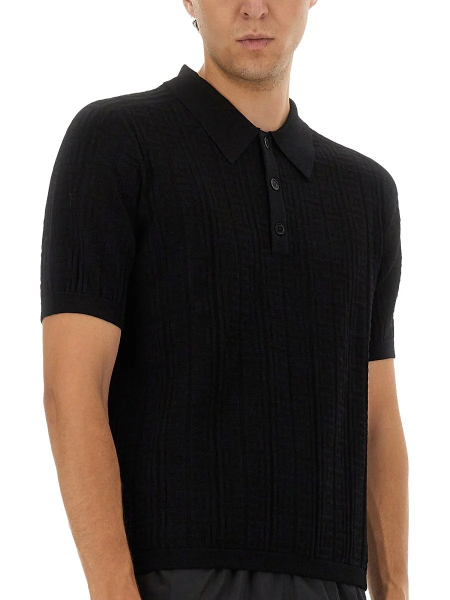 Balmain Monogram Viscose Knit Polo - Image 4