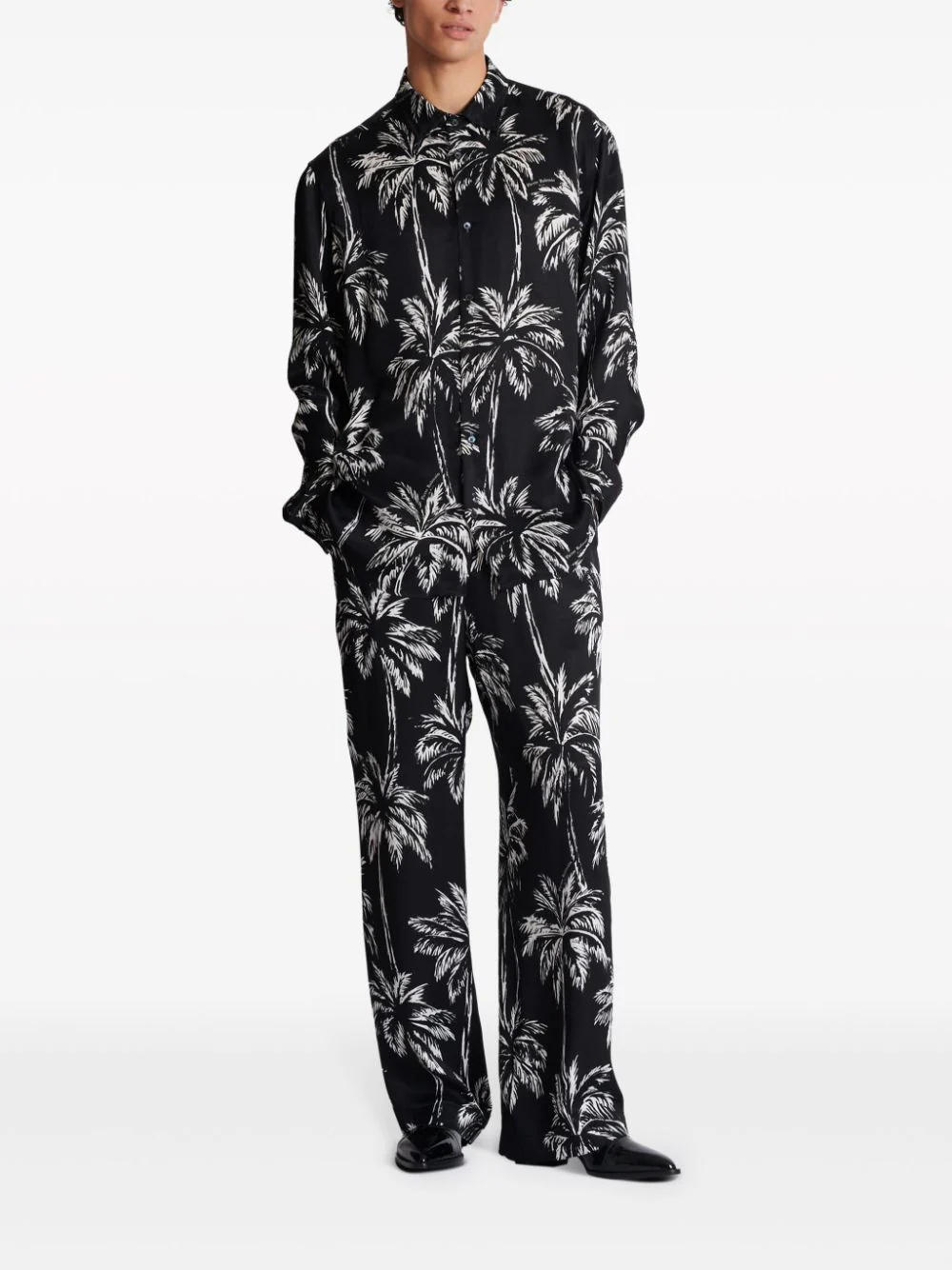 Balmain Satin Print Shirt for Men - Image 2