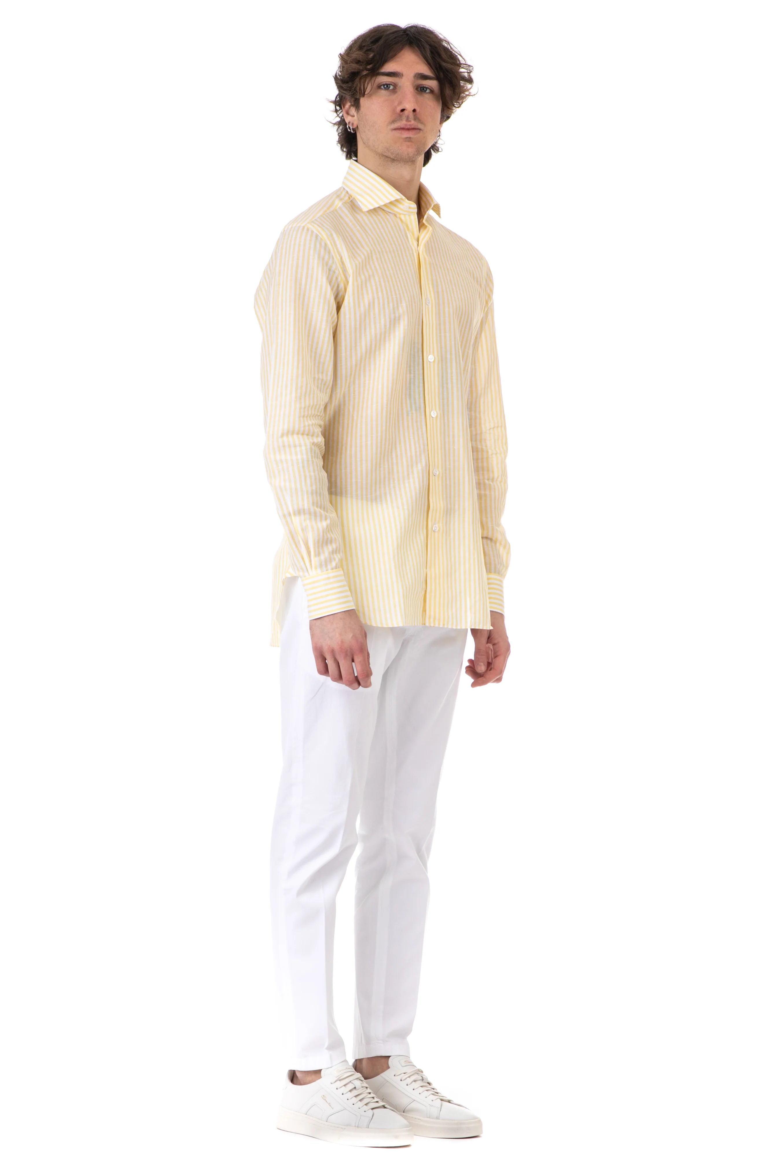Barba Tailored Mini Shirt in Cotton and Linen for Men - Image 4