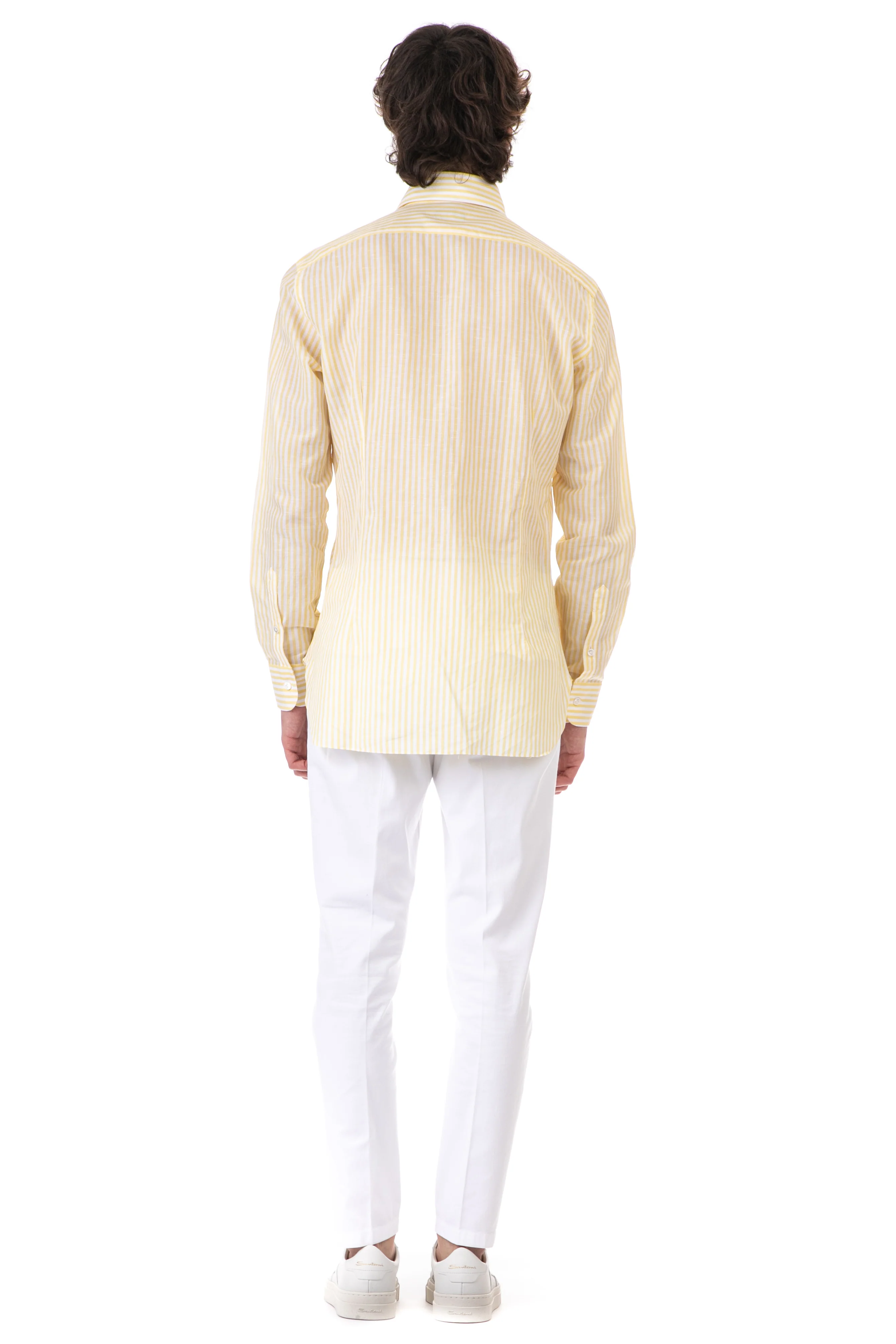 Barba Tailored Mini Shirt in Cotton and Linen for Men - Image 5