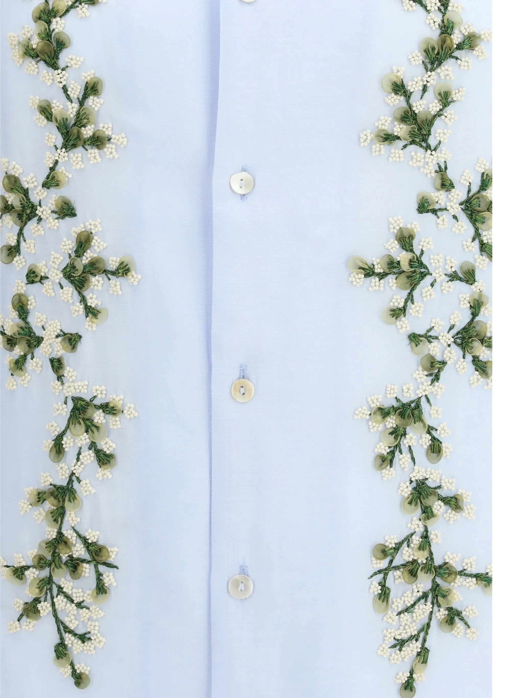 Baziszt Floral Embroidered Camp Collar Shirt - Long Sleeve - Image 3