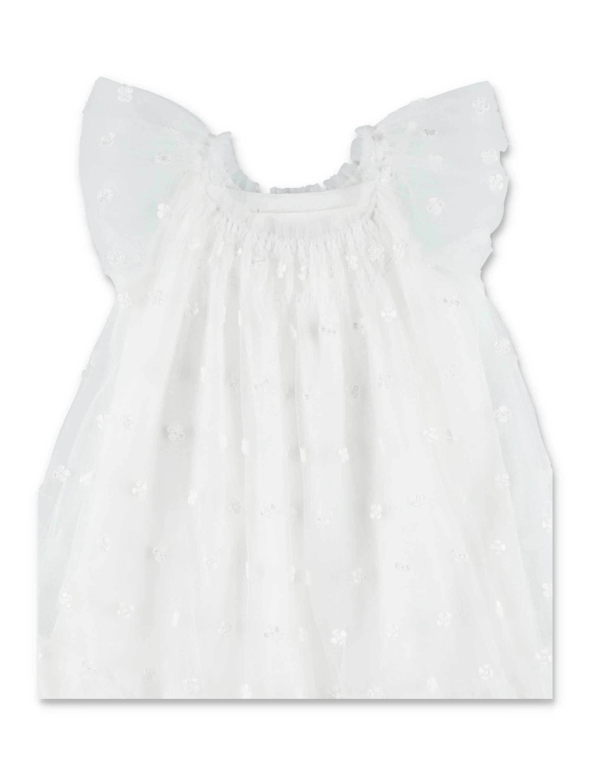 Bonpoint Girls Bow Embroidered Tulle Dress - Image 2