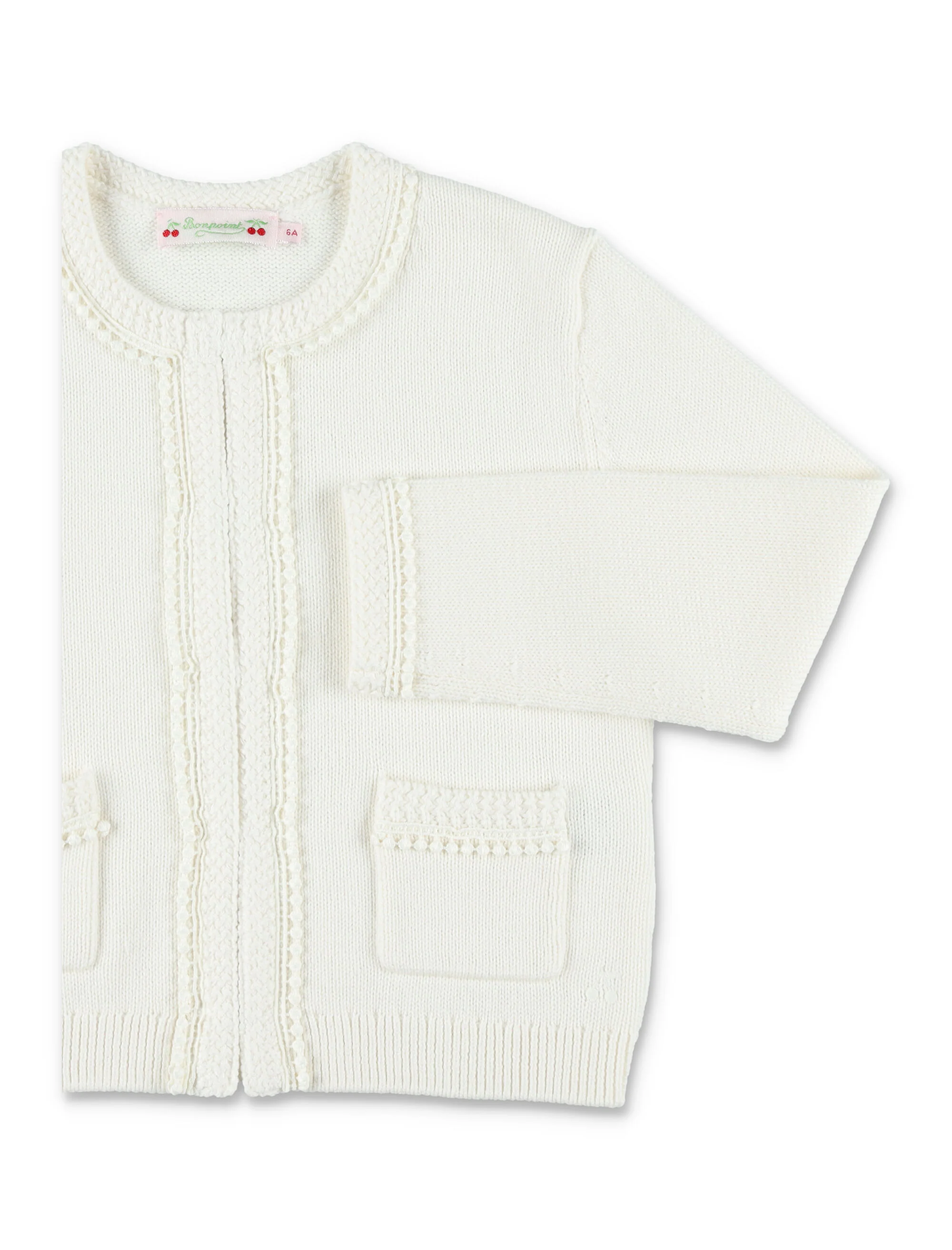 Bonpoint Laine Embroidered Organic Cotton and Cashmere Cardigan - Image 2
