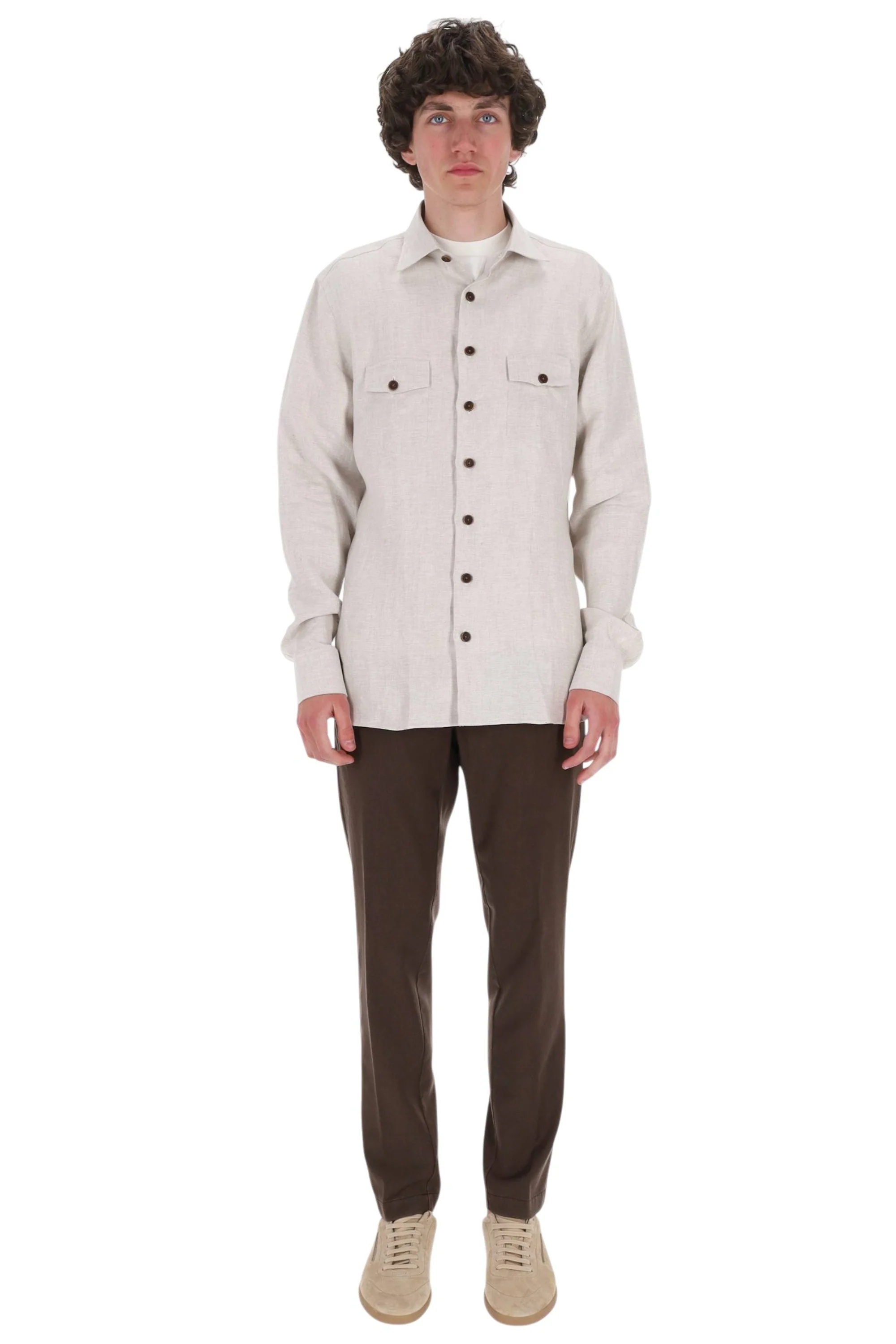 Borriello Classic Ecru Mini Shirt for Men - Image 2