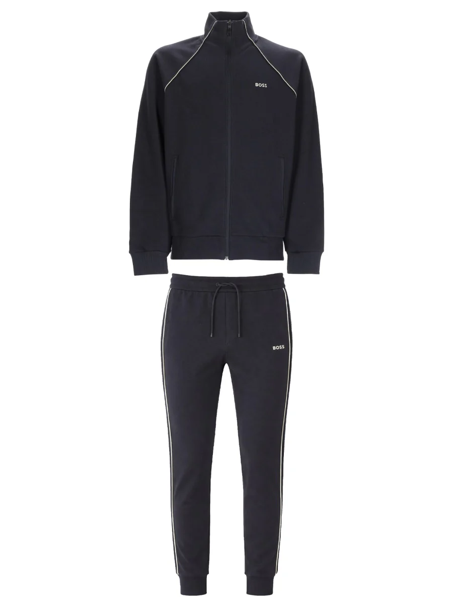 Boss Cotton-blend Tracksuit Set with Contrast Piping