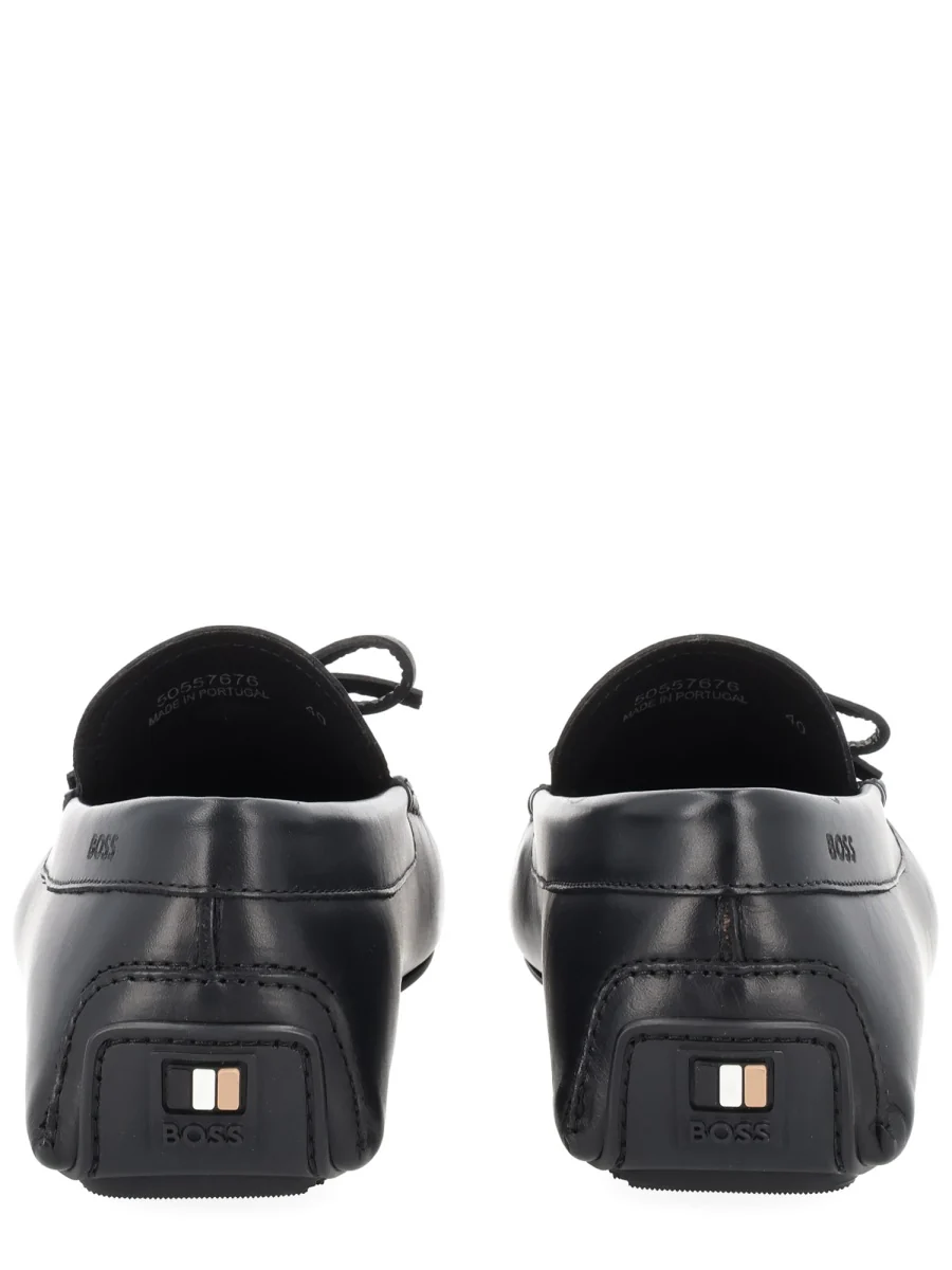 BOSS Leather Driver Moccasins with Bow Trim - Image 2