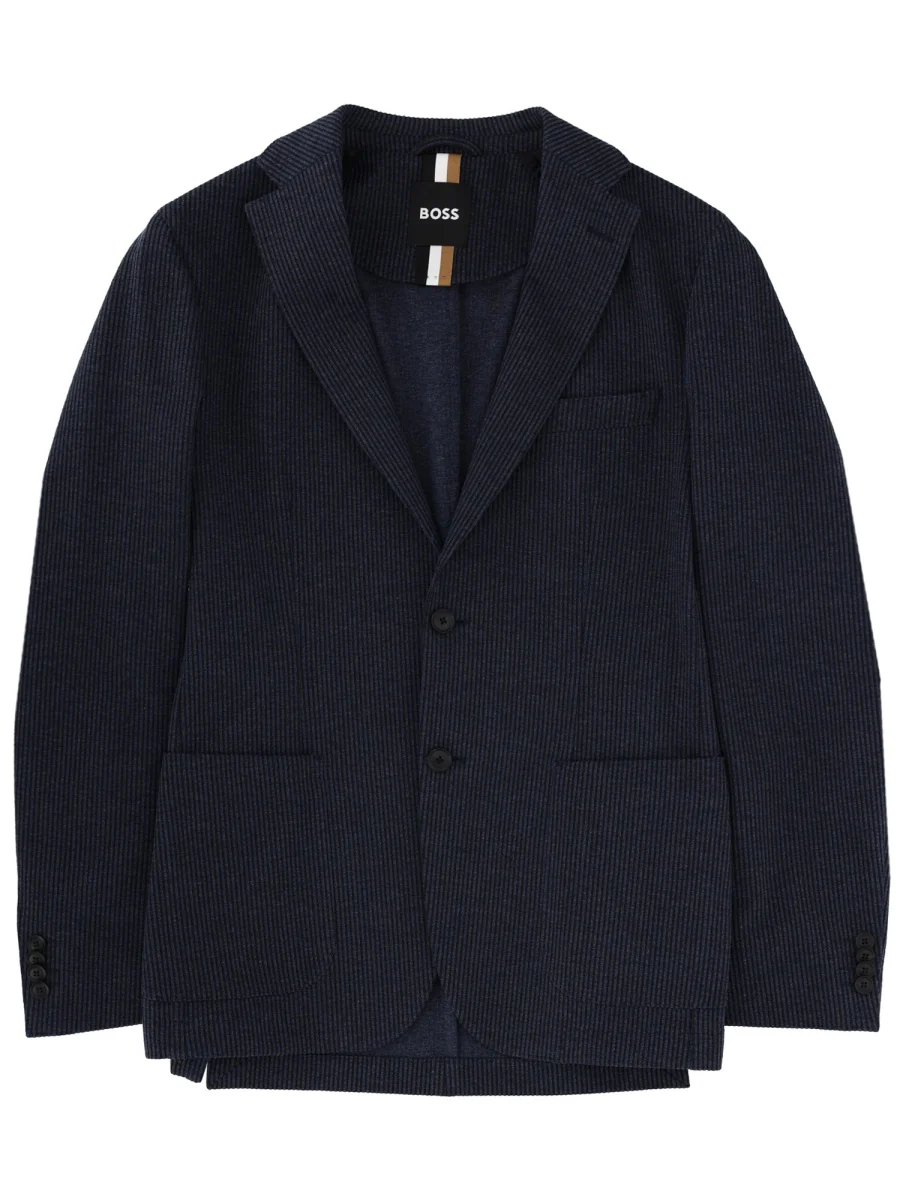 BOSS Patterned Regular-fit Jacket in Virgin Wool