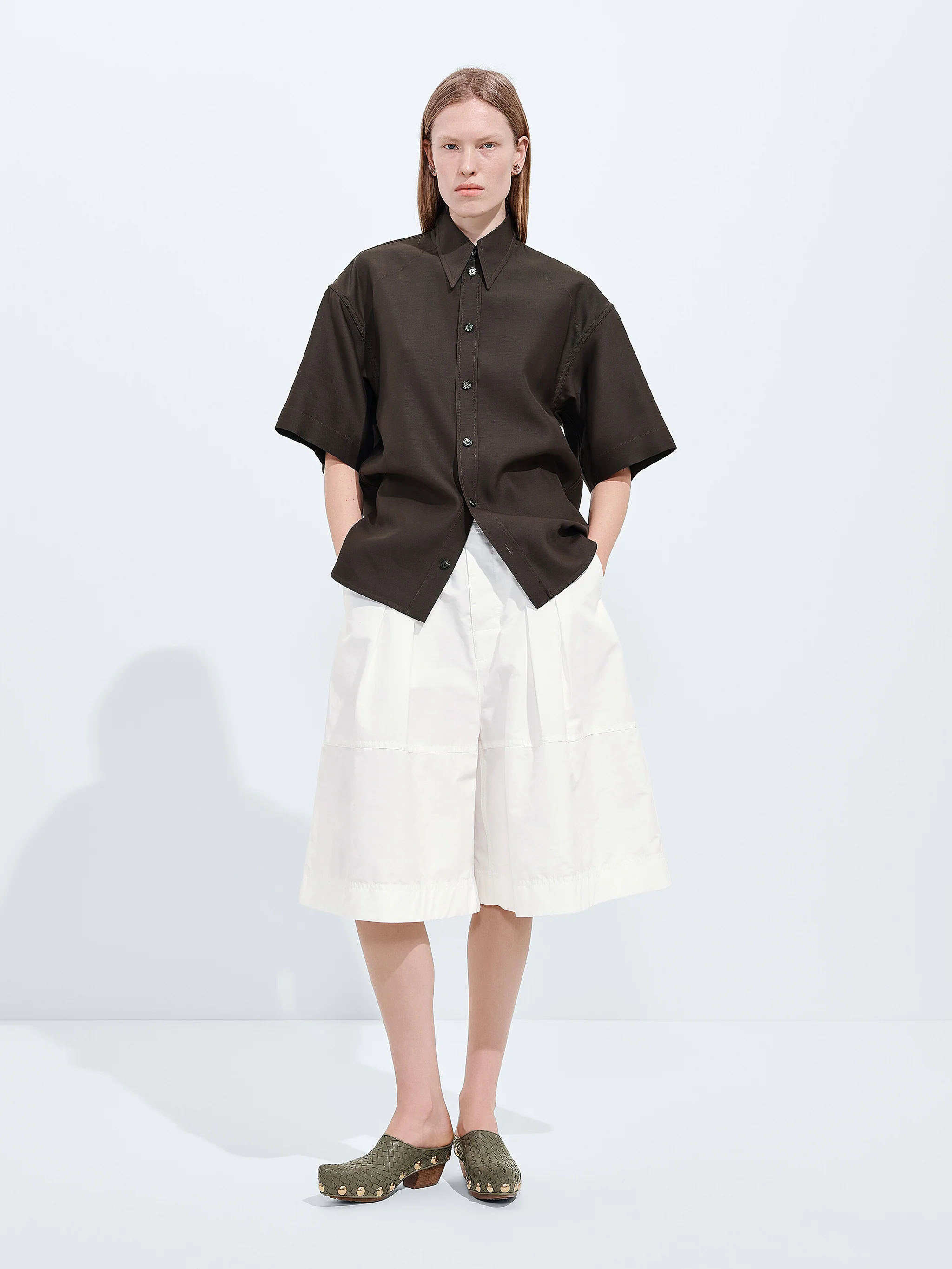 Bottega Veneta High-Waisted Wide Leg Shorts - Size 38