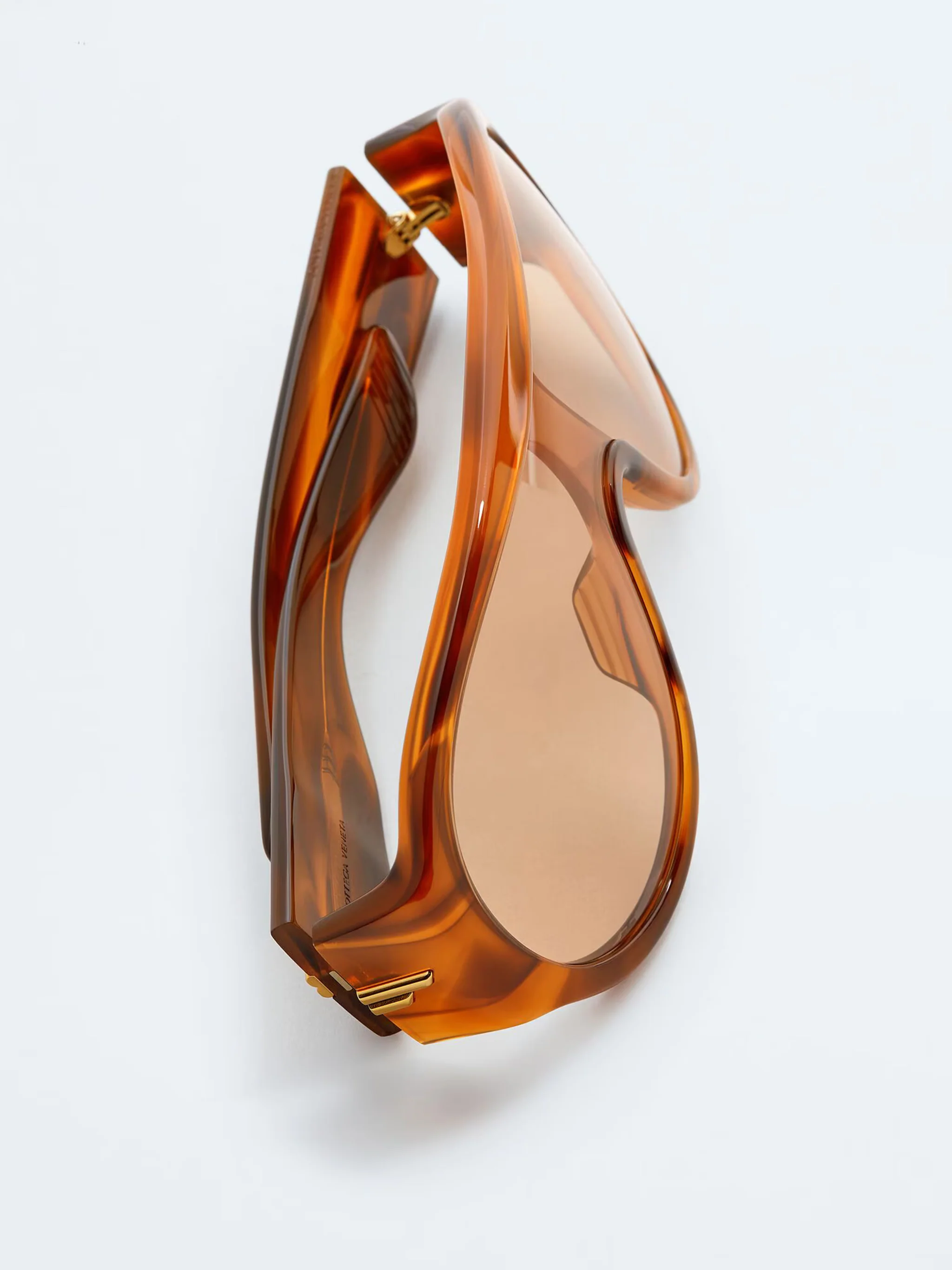 Bottega Veneta Shield Sunglasses with Gold-Finished Ribbon Detail - Image 3