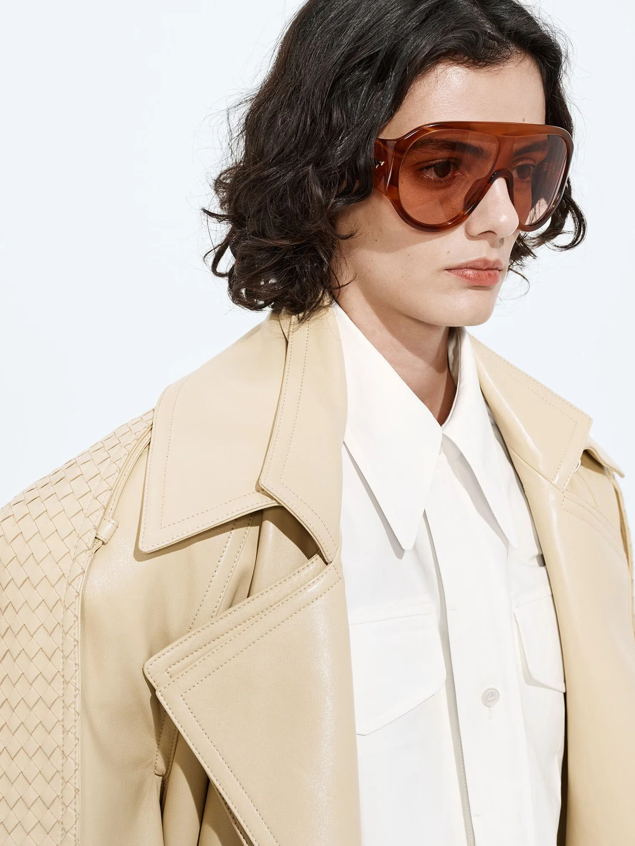Bottega Veneta Shield Sunglasses with Gold-Finished Ribbon Detail - Image 6