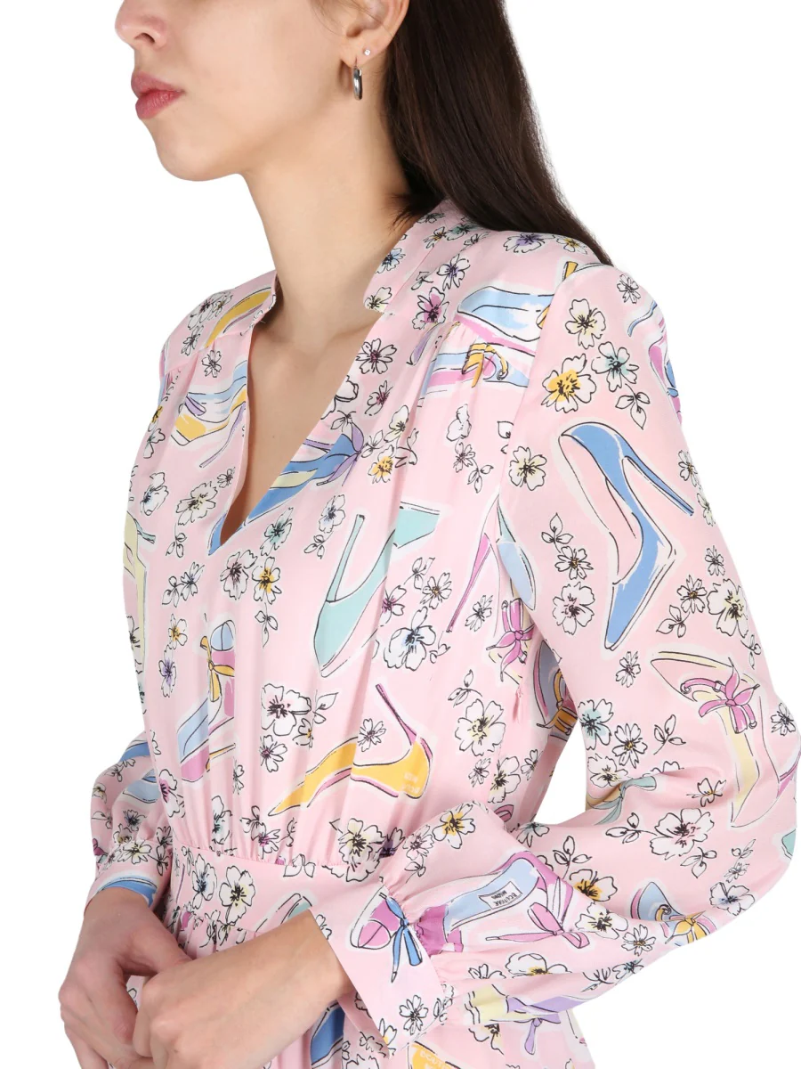 BOUTIQUE MOSCHINO Floral-print Long-sleeved Mini Dress - Image 3