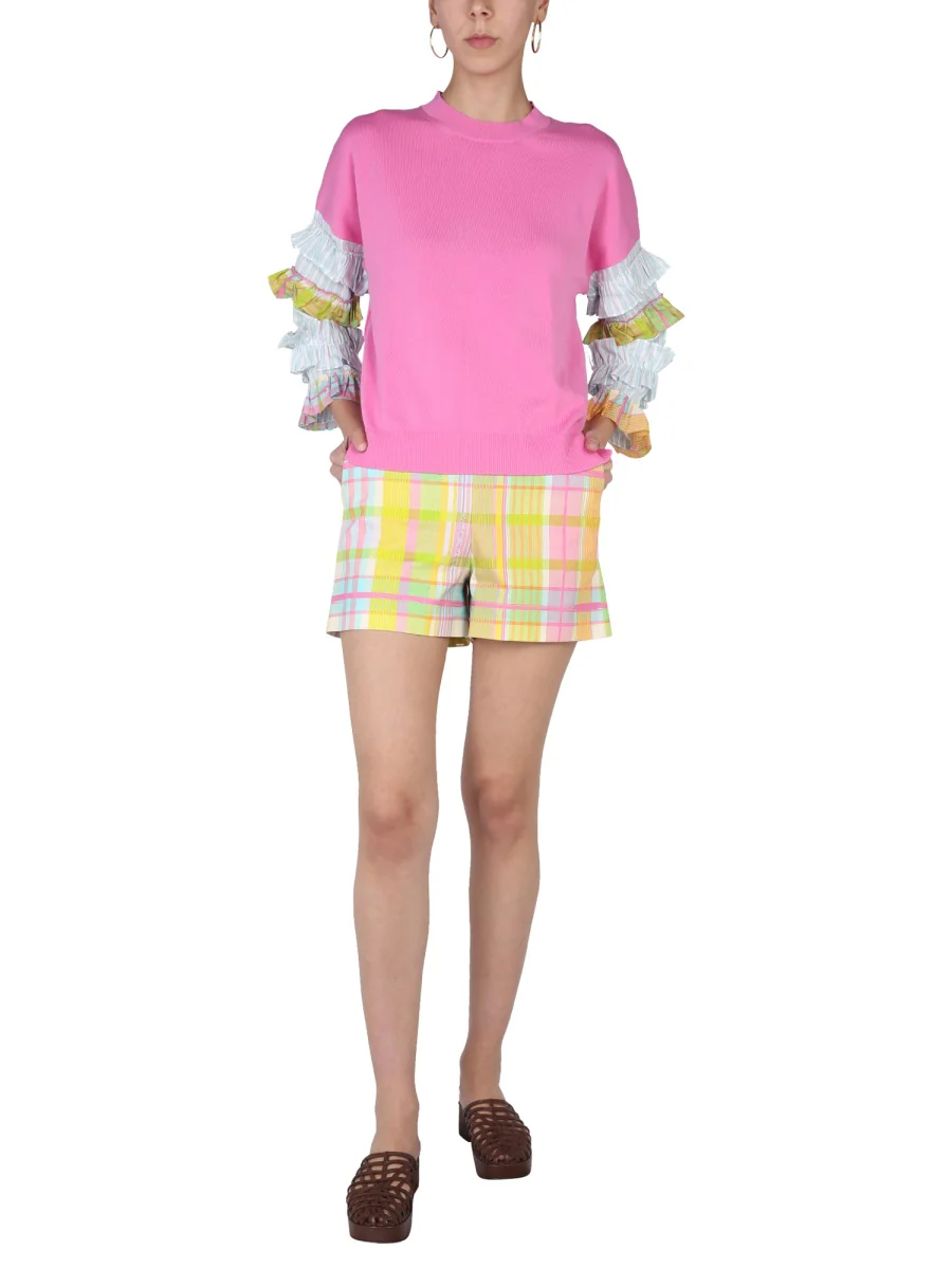 BOUTIQUE MOSCHINO Ruffle-neck Logo-print T-shirt - Image 2