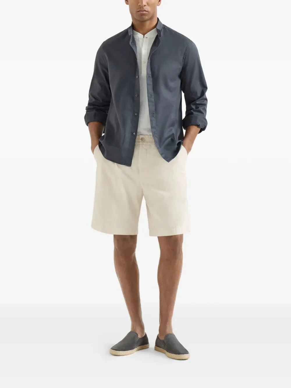 Brunello Cucinelli Men's Cotton Linen Bermuda Shorts - Image 3