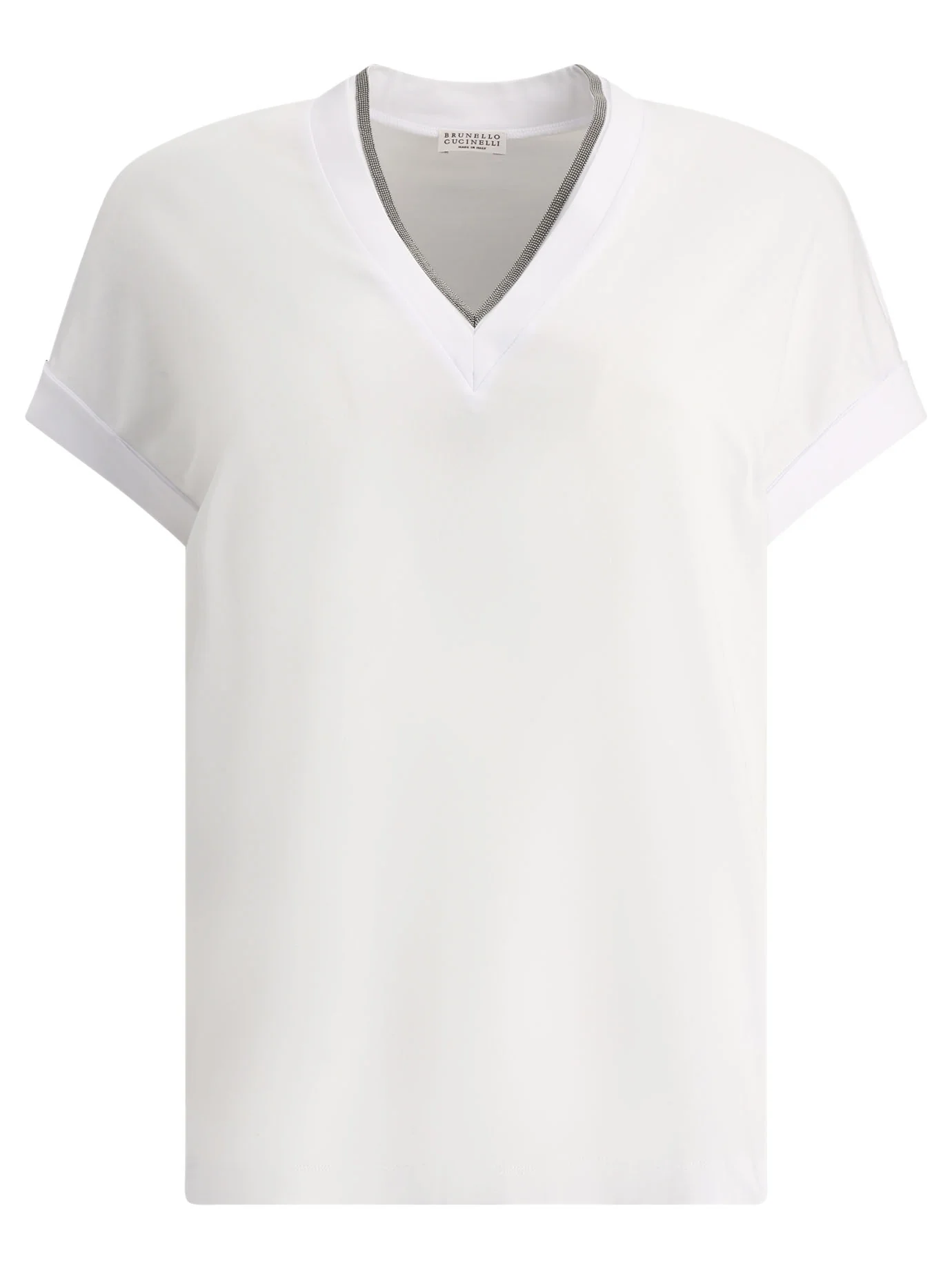 BRUNELLO CUCINELLI Silvery Trim V-neck T-shirt
