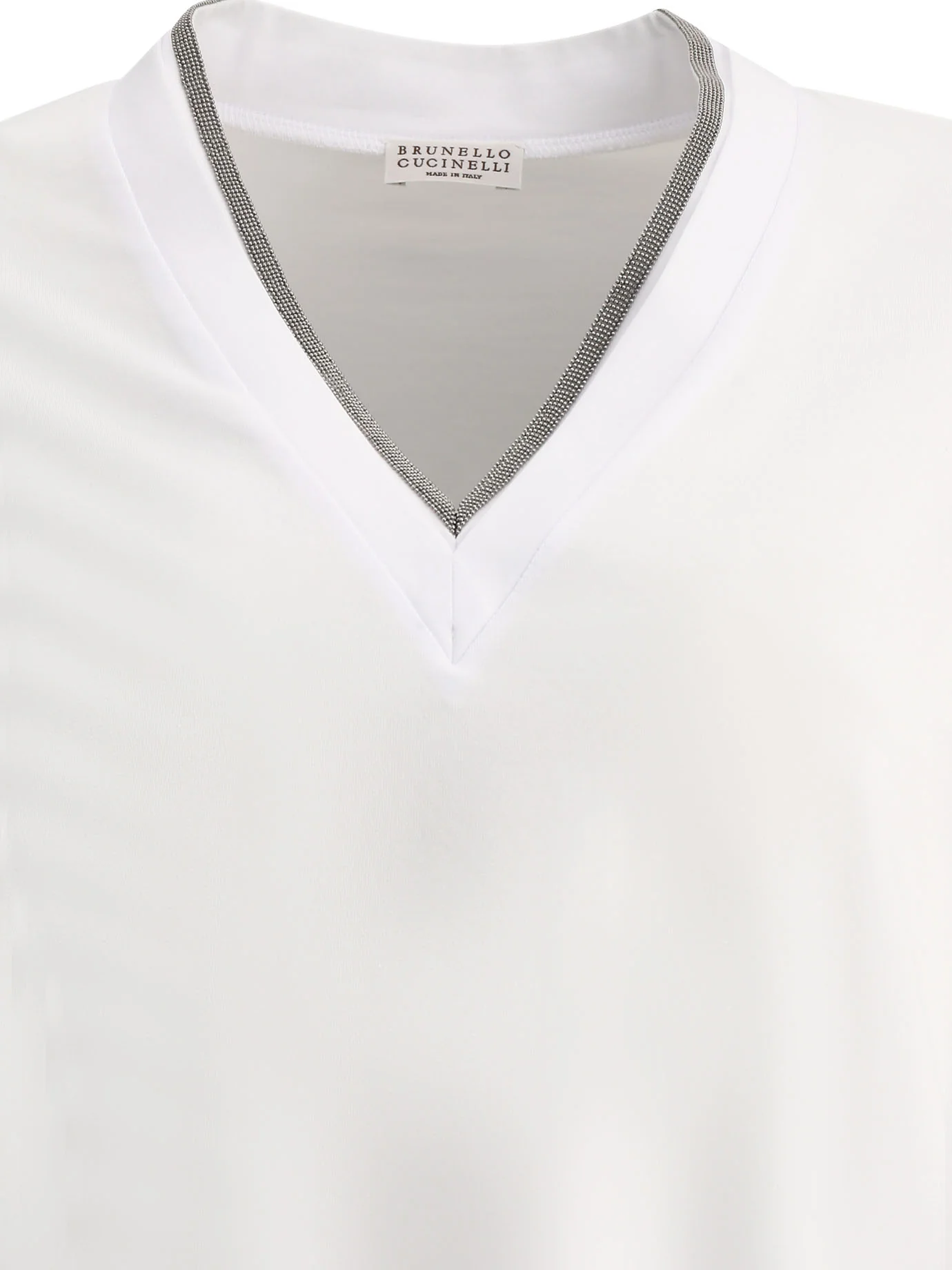 BRUNELLO CUCINELLI Silvery Trim V-neck T-shirt - Image 3
