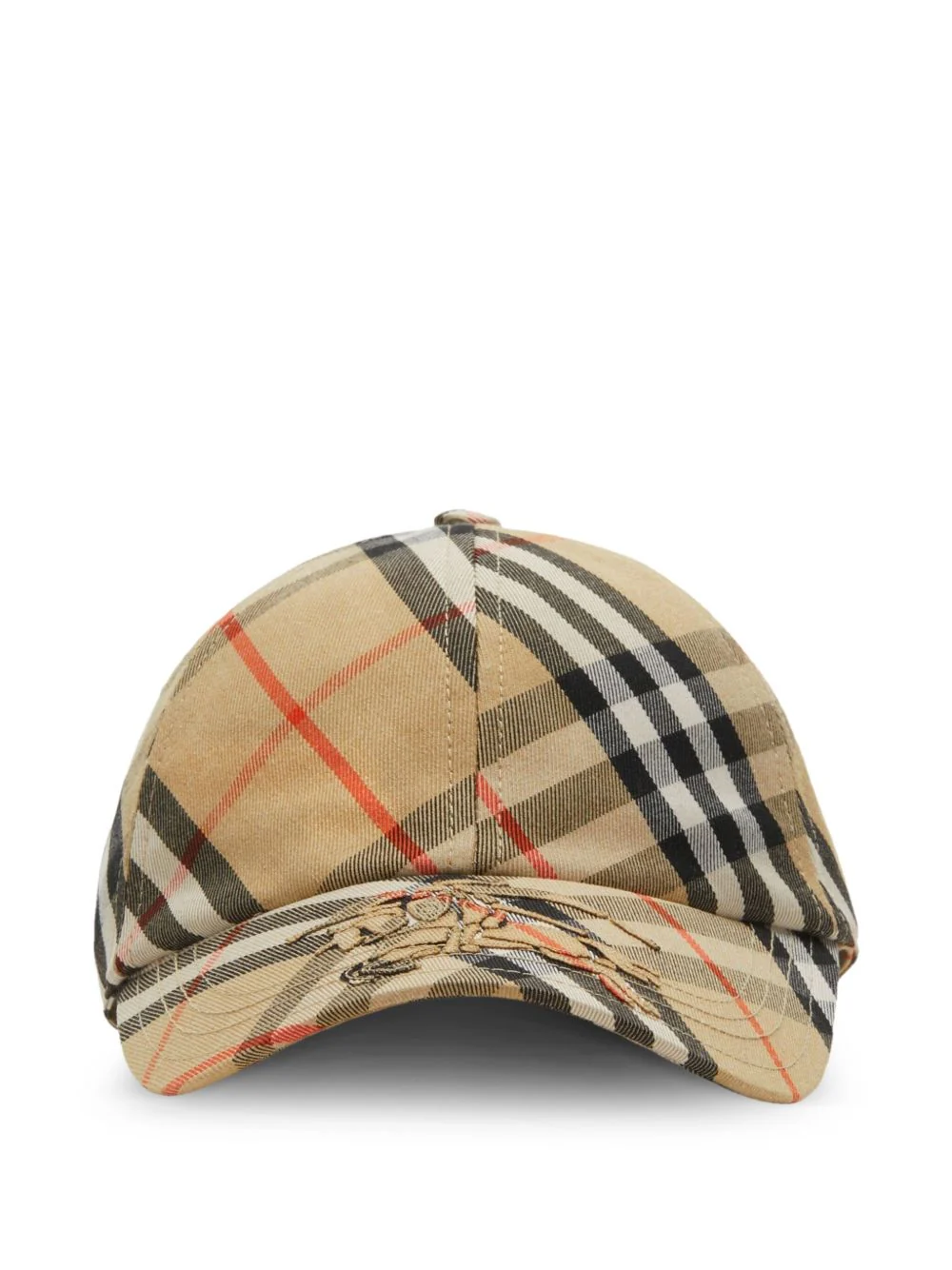 BURBERRY Baseball Cap with All-Over Check Motif and EKD Embroidery on Front in Fabric for Men