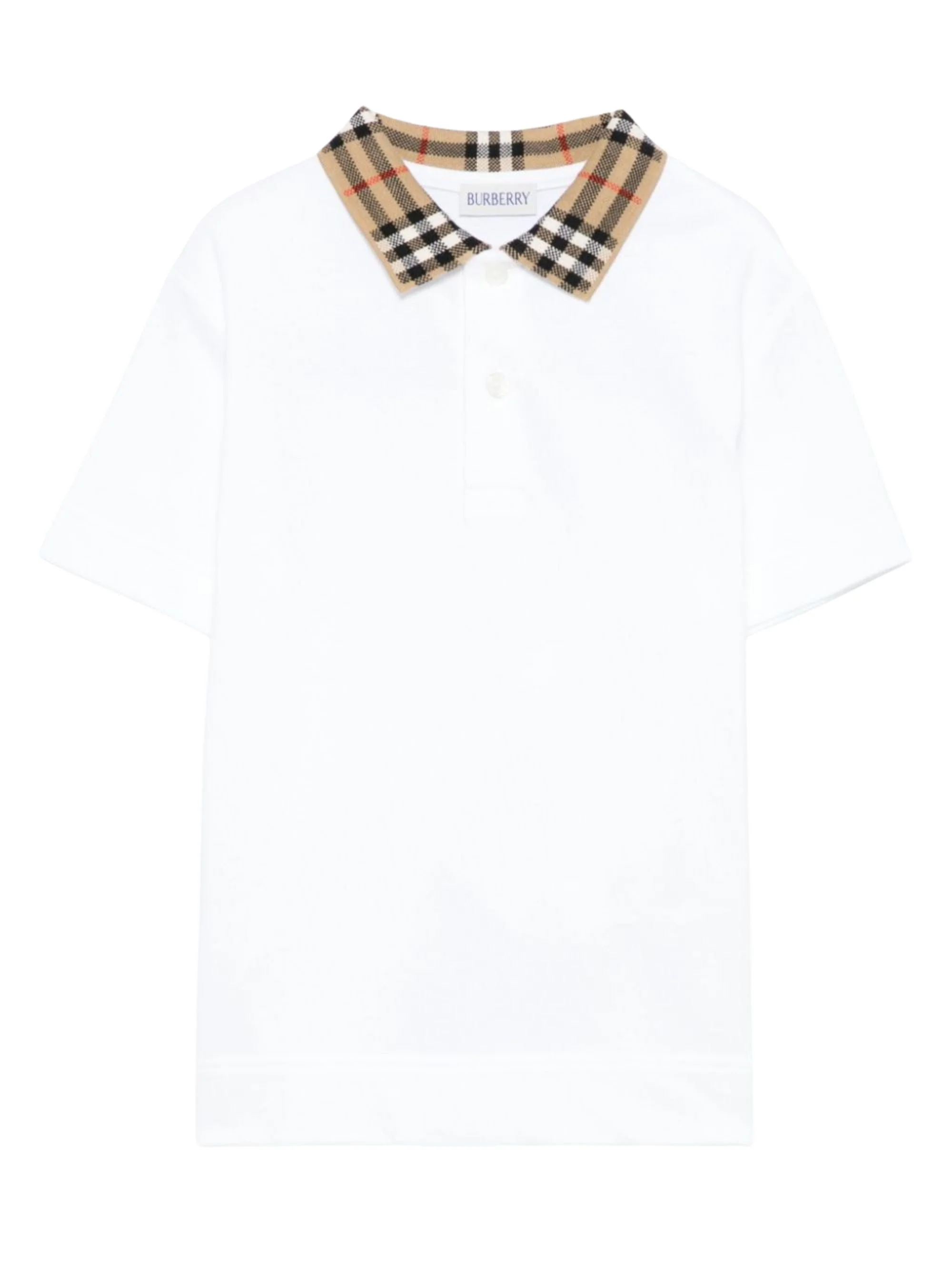 Burberry Check Collar Cotton Polo Shirt