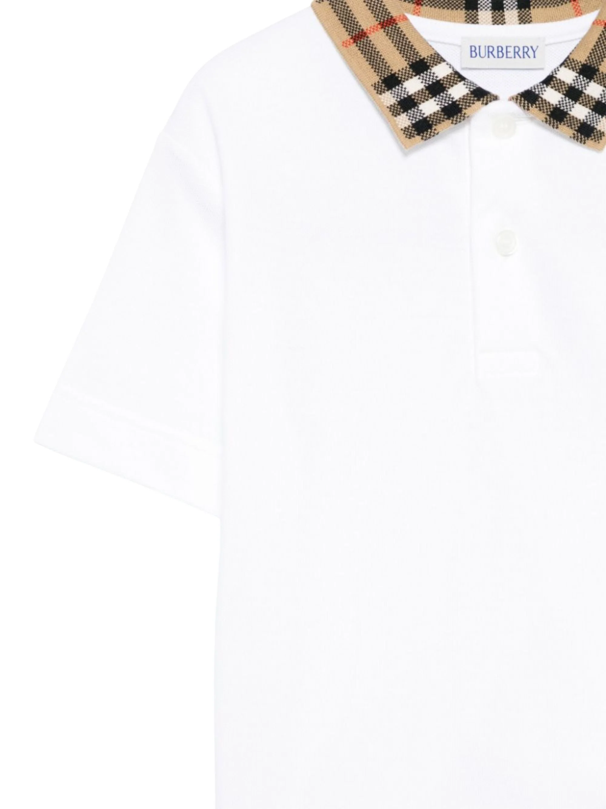 Burberry Check Collar Cotton Polo Shirt - Image 3