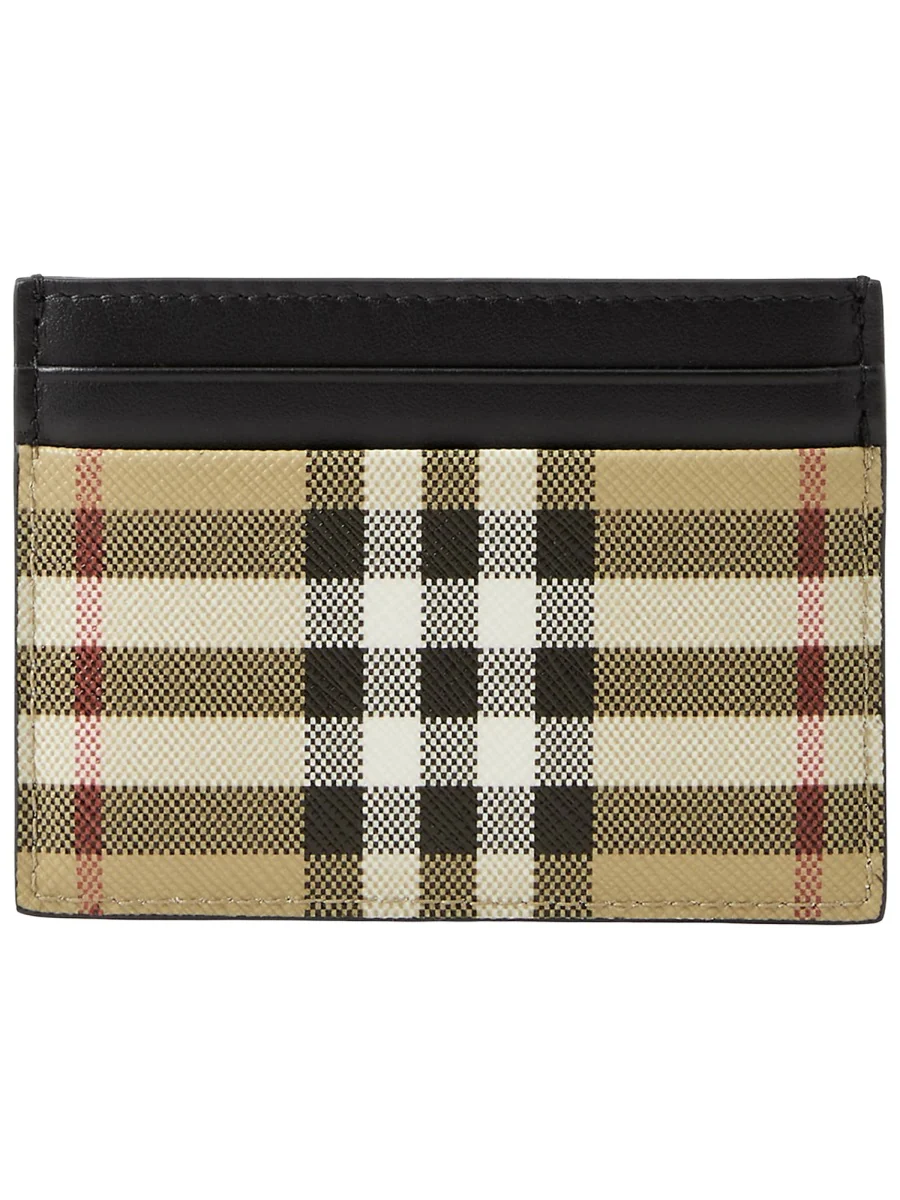 BURBERRY Check 'Sandon' Card Holder with Smooth Calf Leather Trim - Image 2