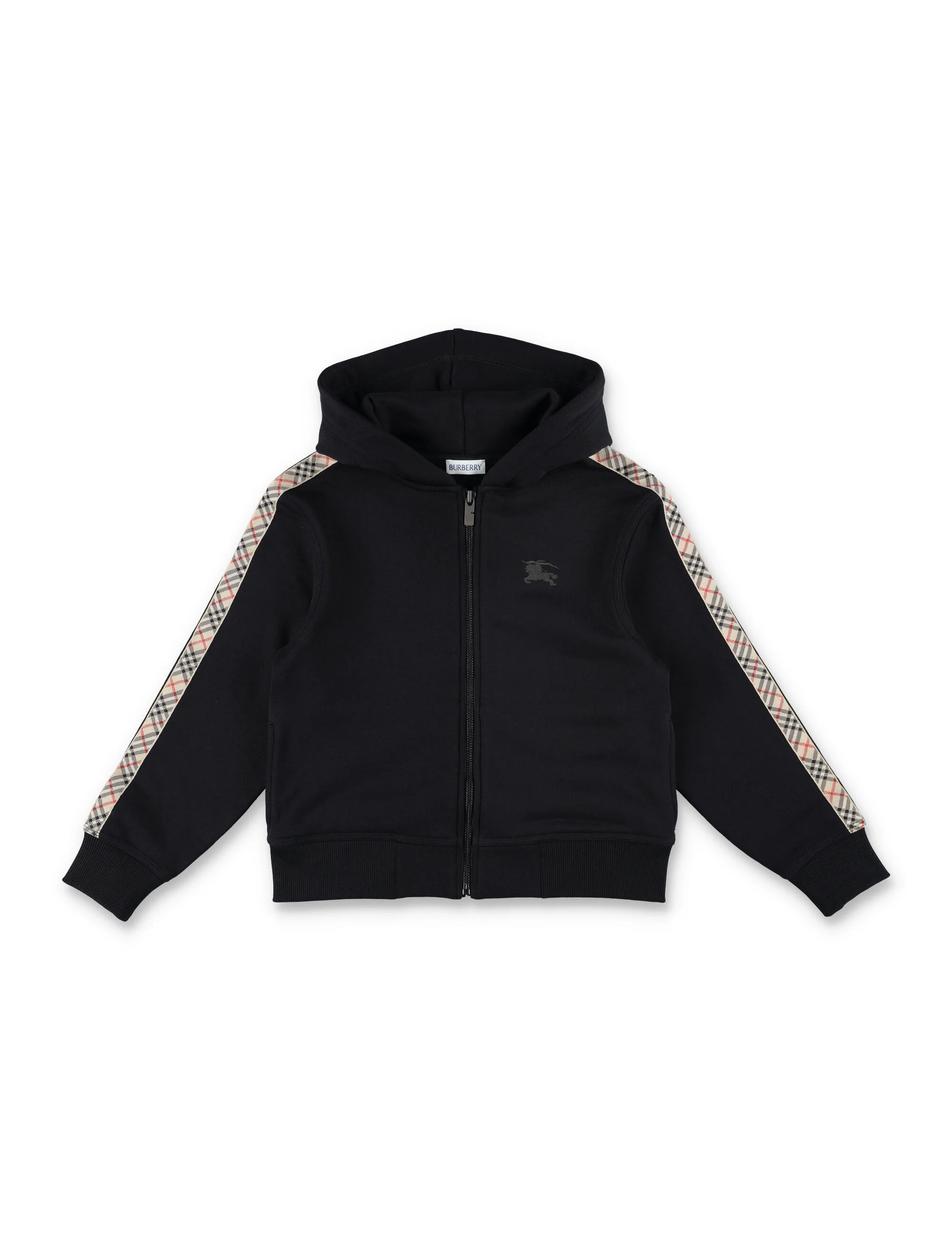 Burberry Check Trim Cotton Zip Hoodie