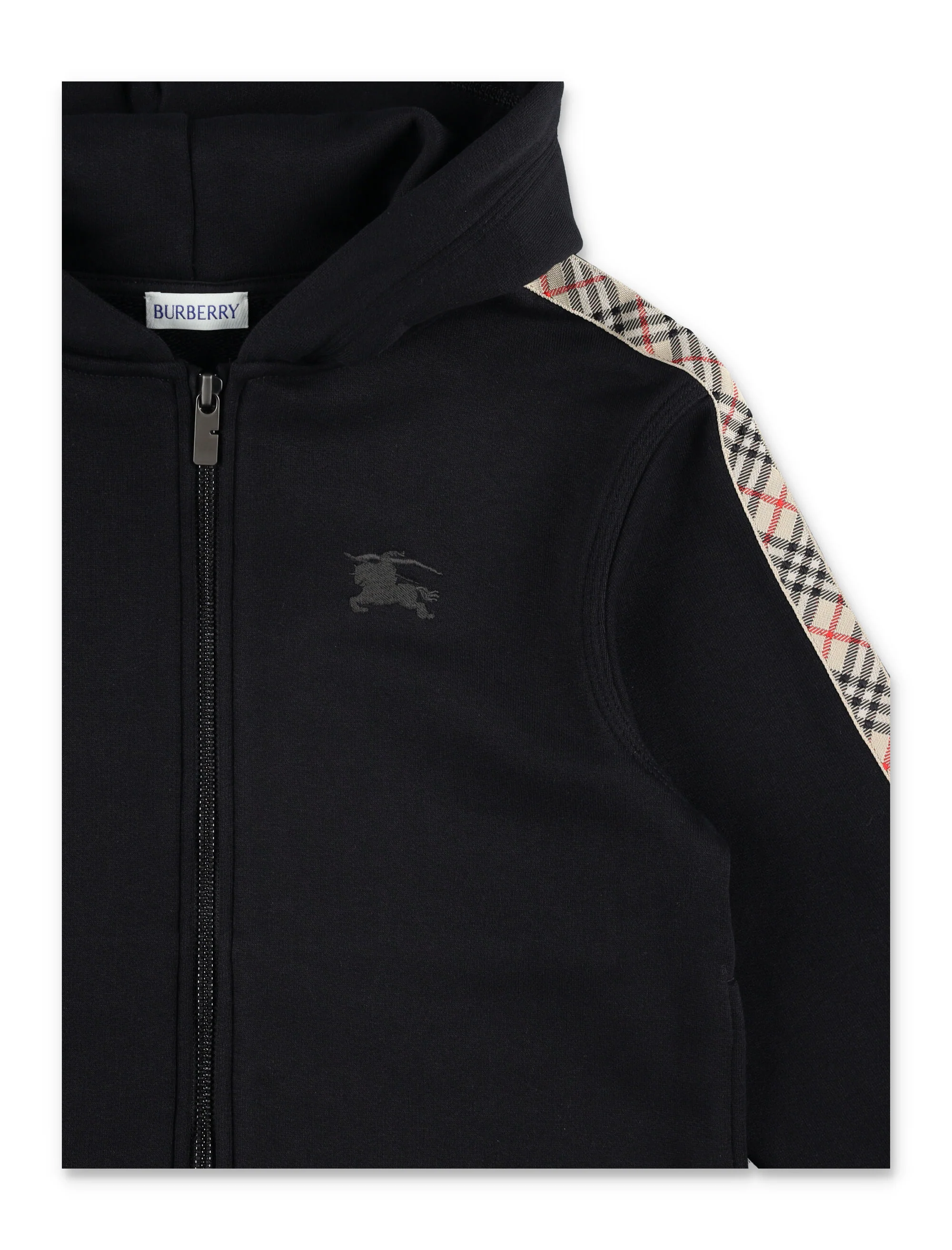 Burberry Check Trim Cotton Zip Hoodie - Image 3