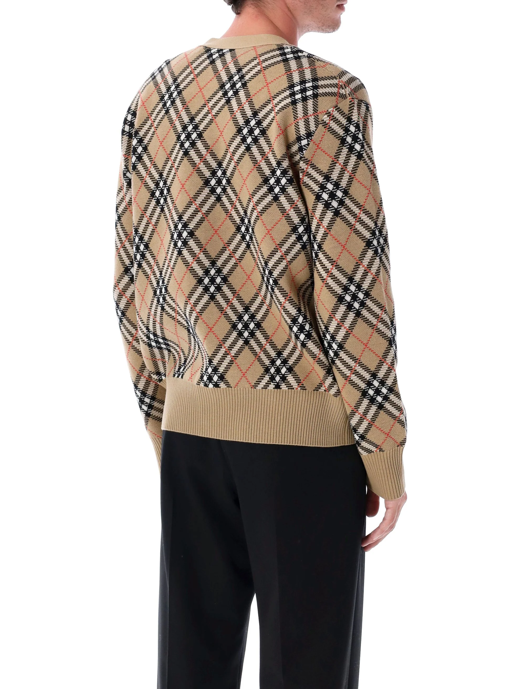 Burberry Check Wool Cardigan - Men's Size L - Image 2