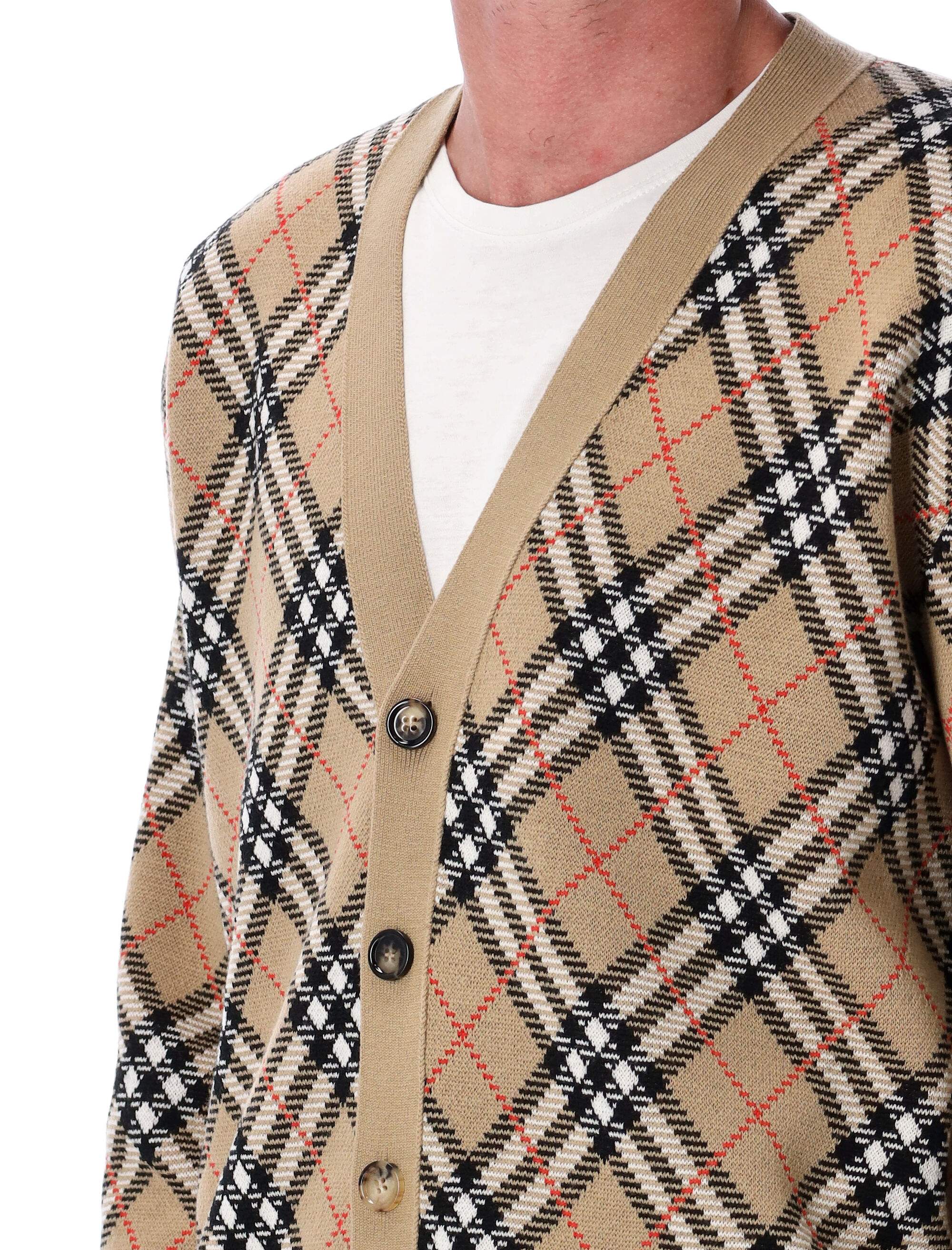 Burberry Check Wool Cardigan - Men's Size L - Image 3