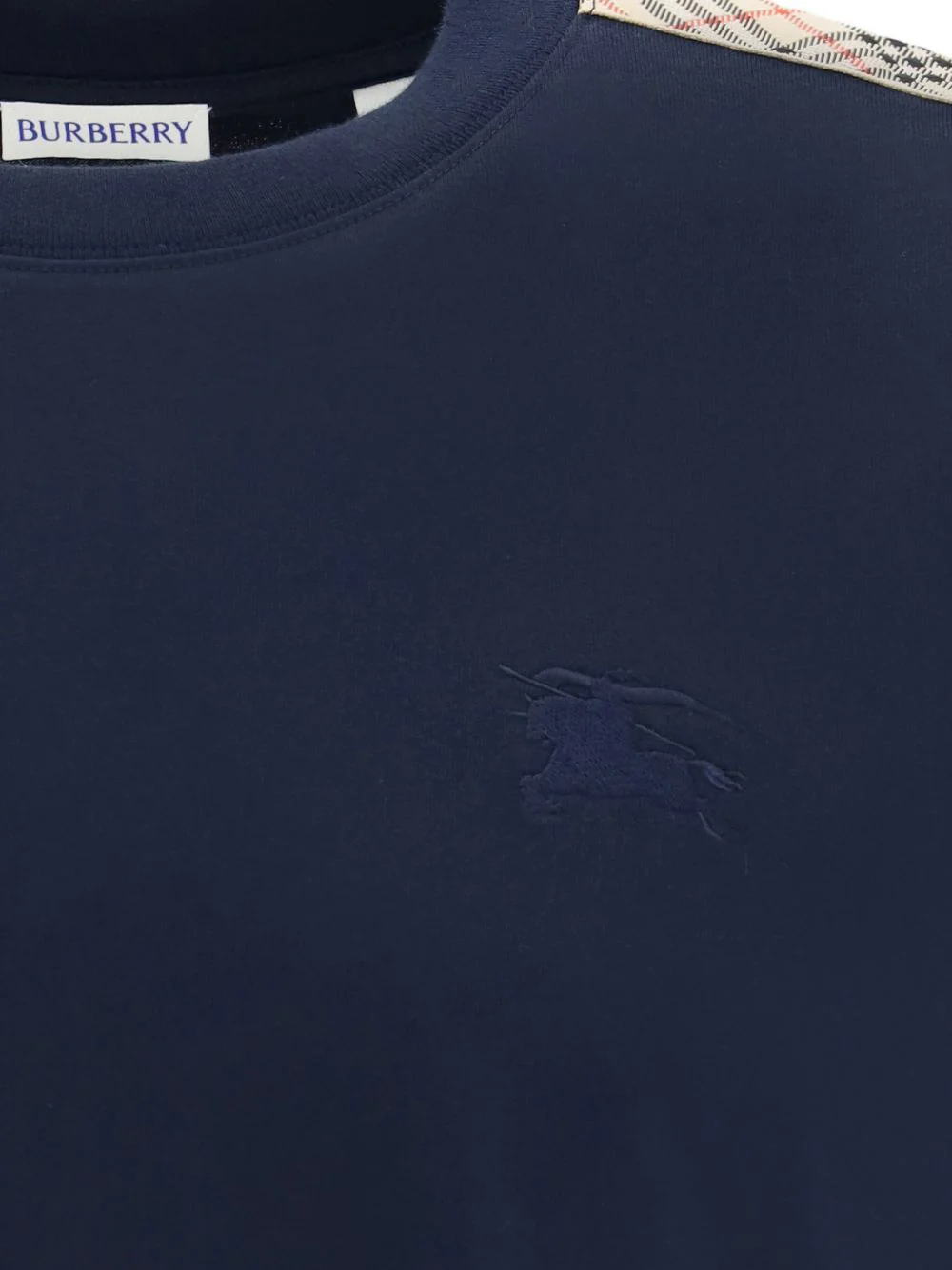 Burberry Cotton Check T-Shirt with Classic Neckline - Men - Image 3