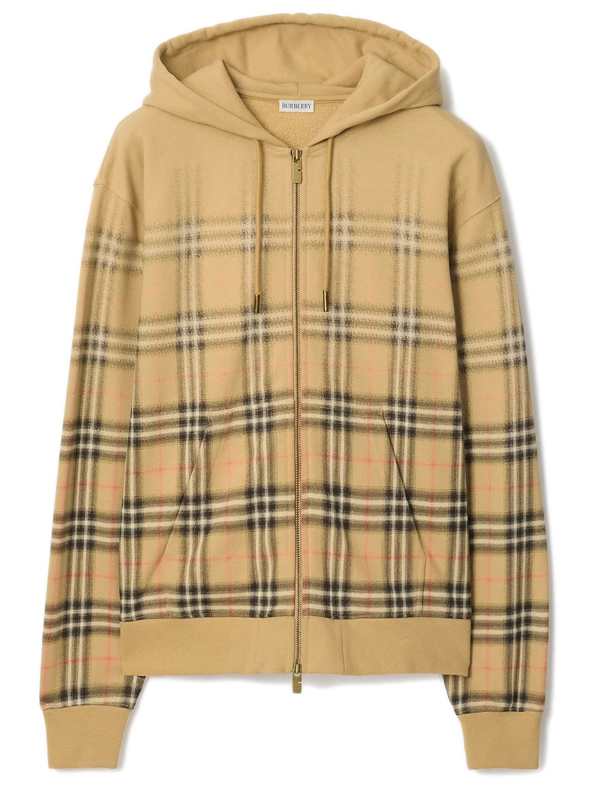 Burberry Cotton Hoodie with Faded Check - Relaxed Fit