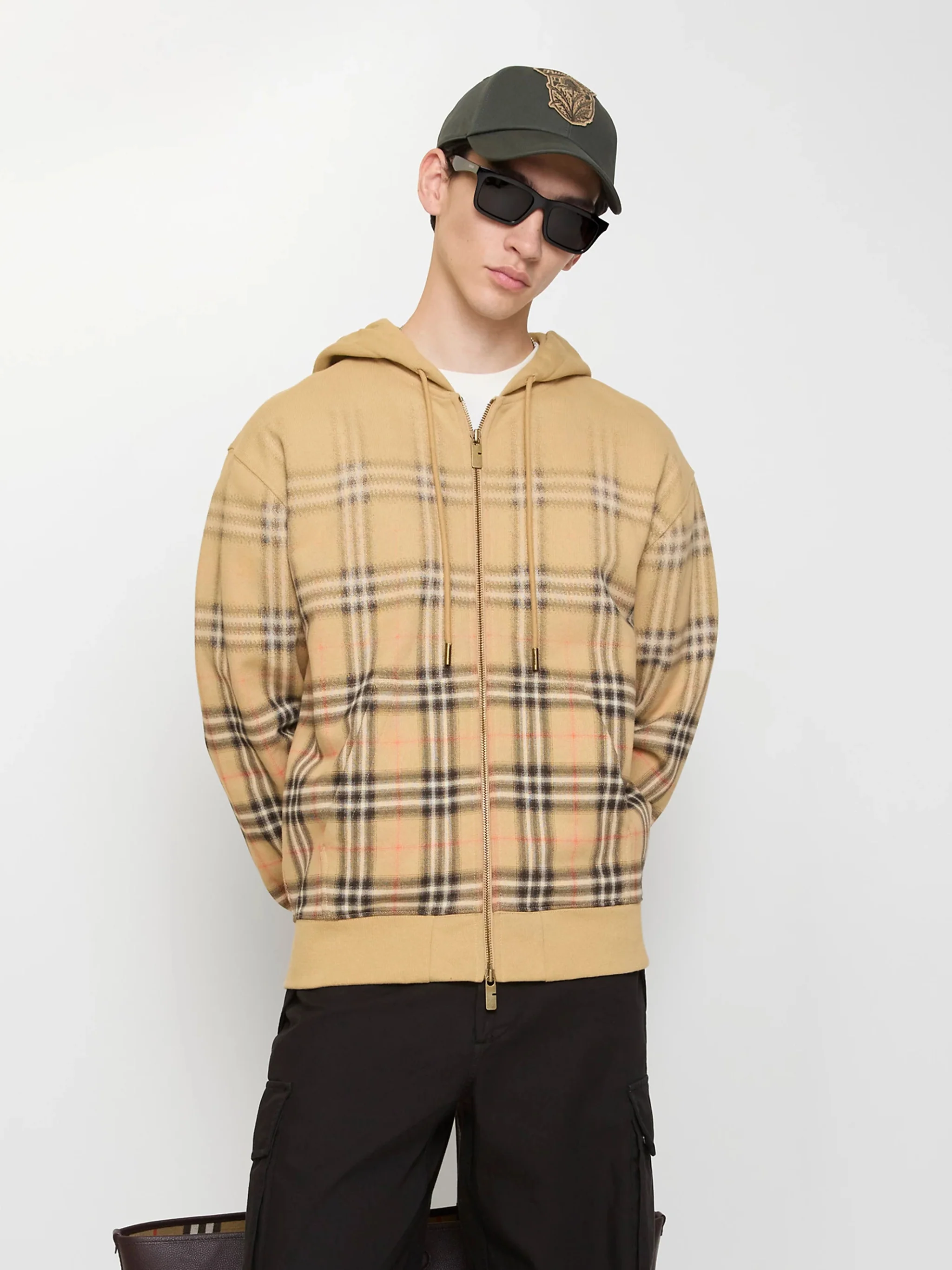 Burberry Cotton Hoodie with Faded Check - Relaxed Fit - Image 4