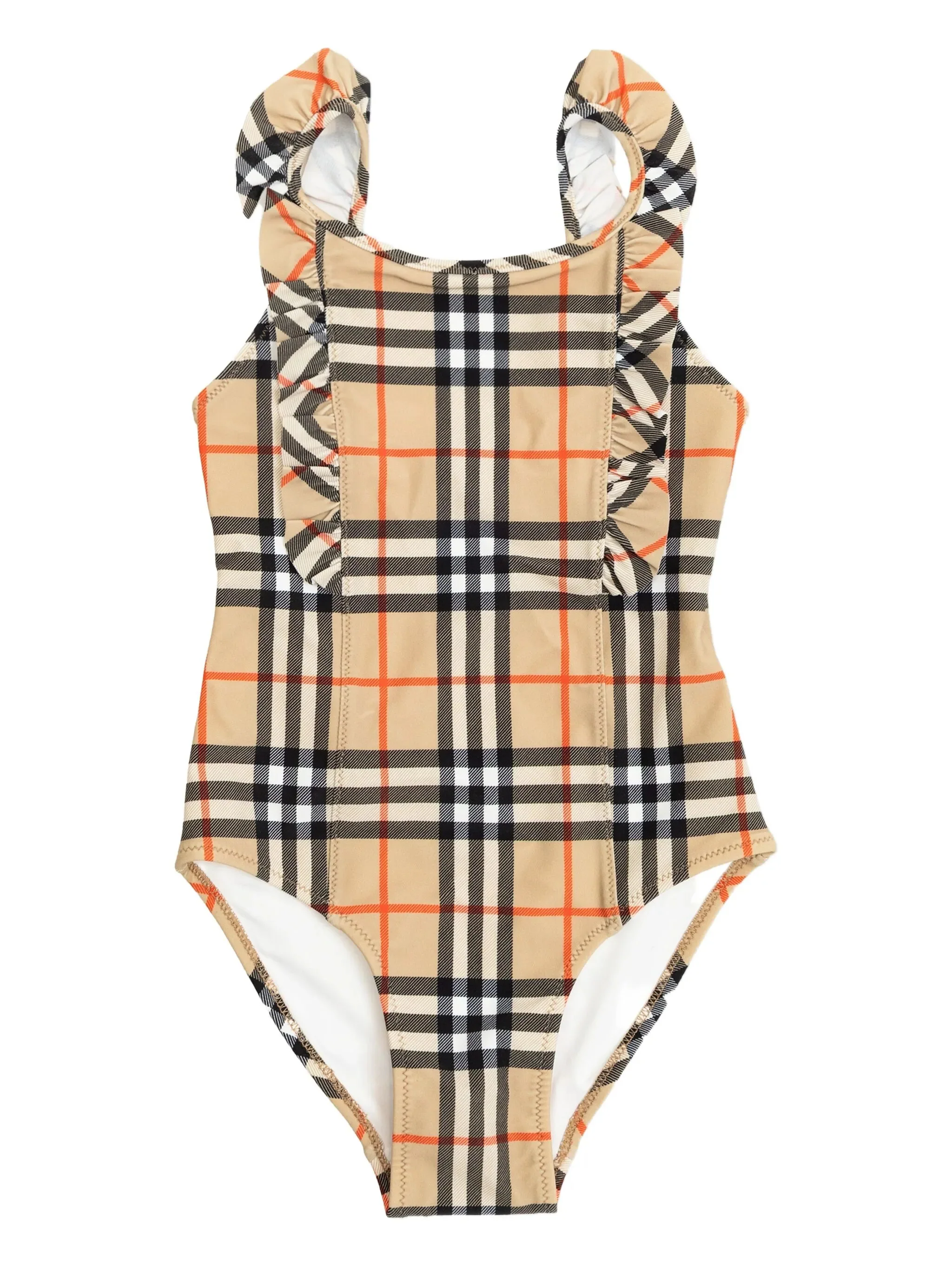 Burberry Kids Ruffled Trim Printed Stand-Up Dress for Girls