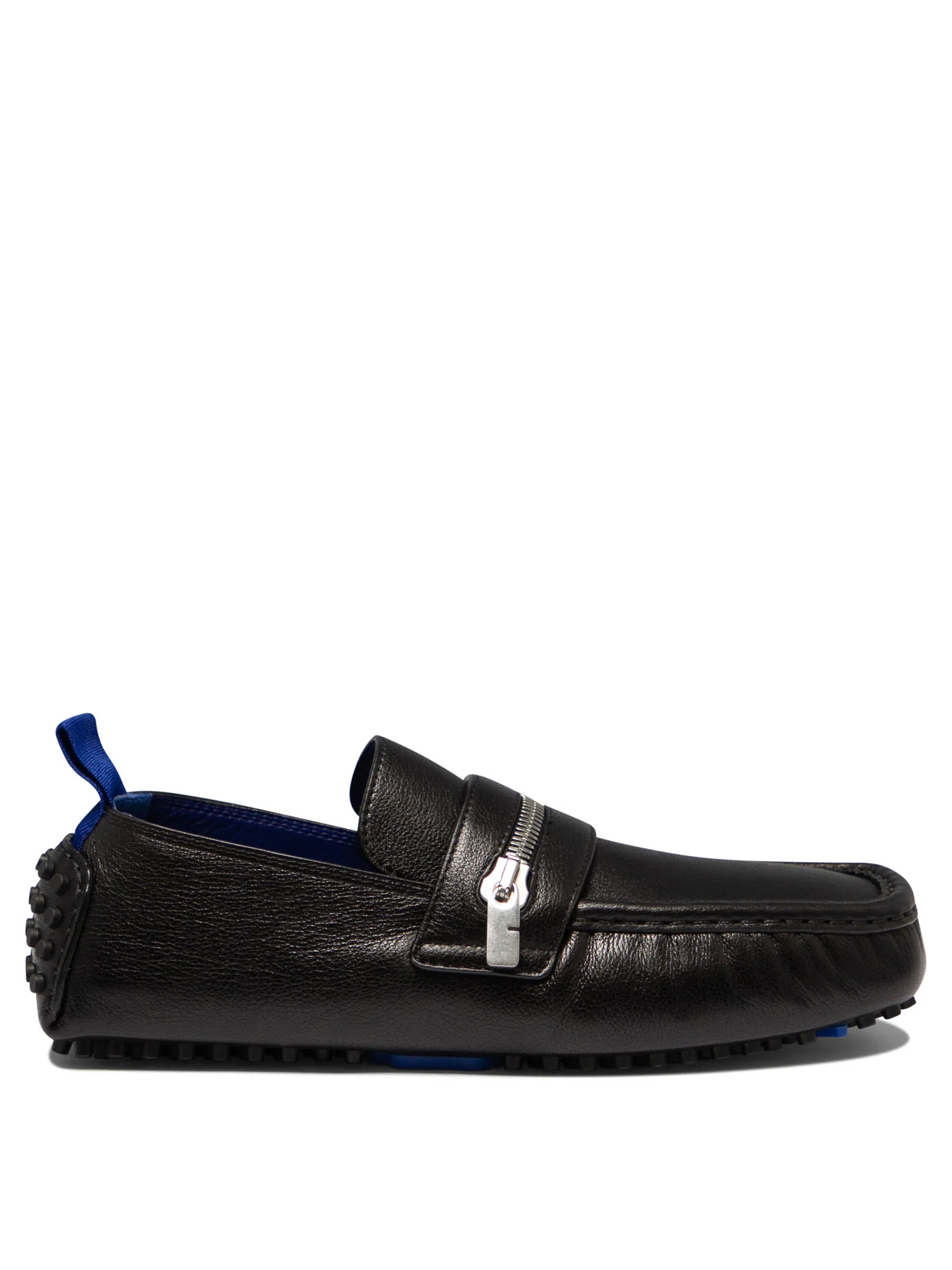 BURBERRY Motor Zip-Detail Leather Loafers