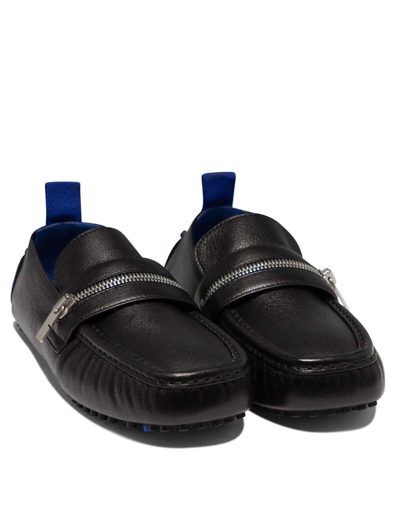 BURBERRY Motor Zip-Detail Leather Loafers - Image 2