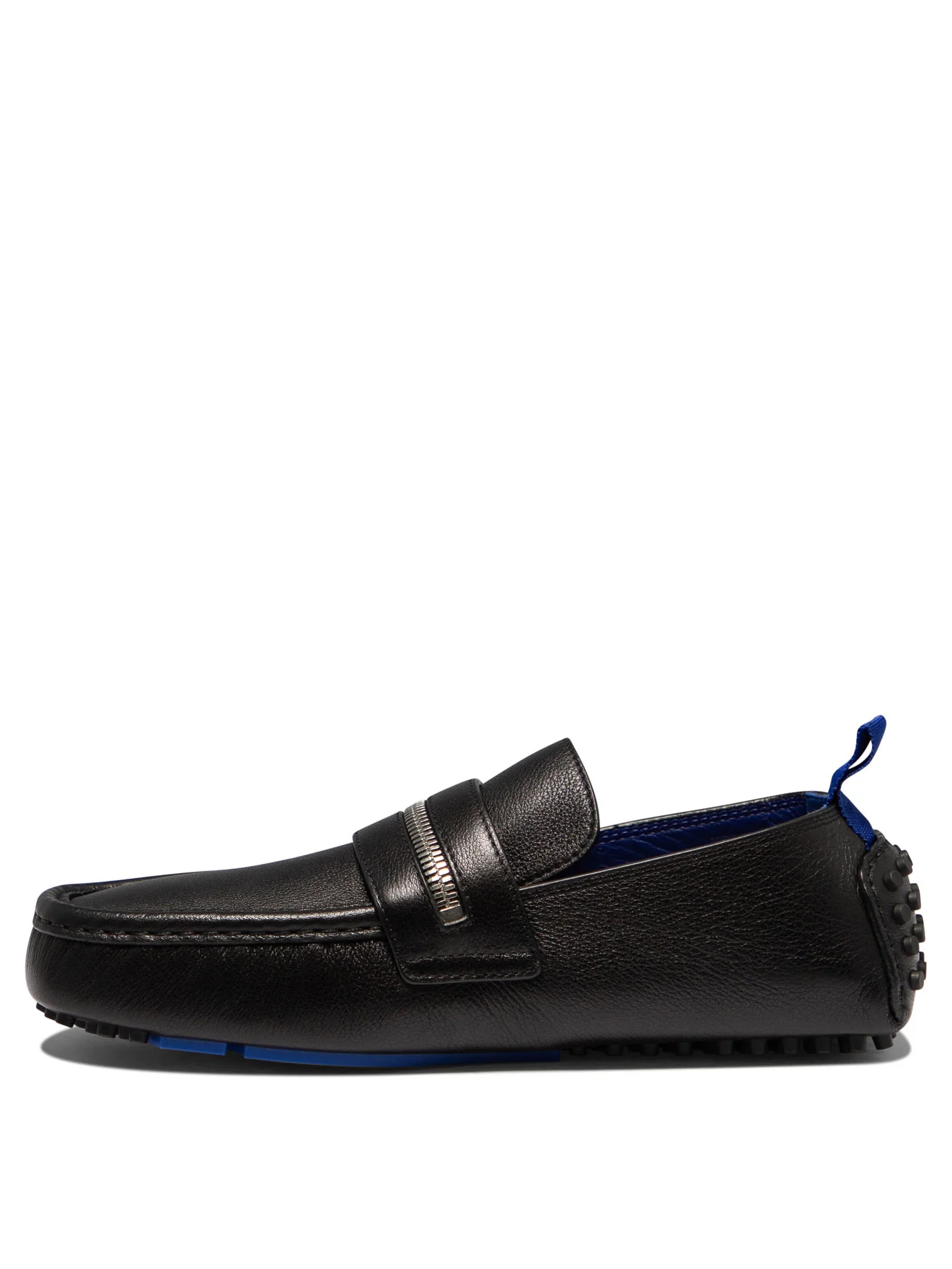 BURBERRY Motor Zip-Detail Leather Loafers - Image 3