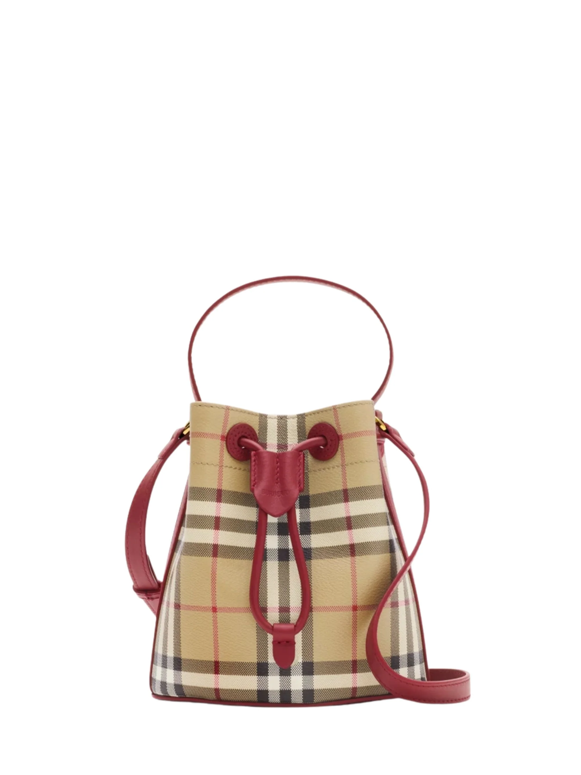 Burberry Printed Canvas Mini Check Bucket Bag