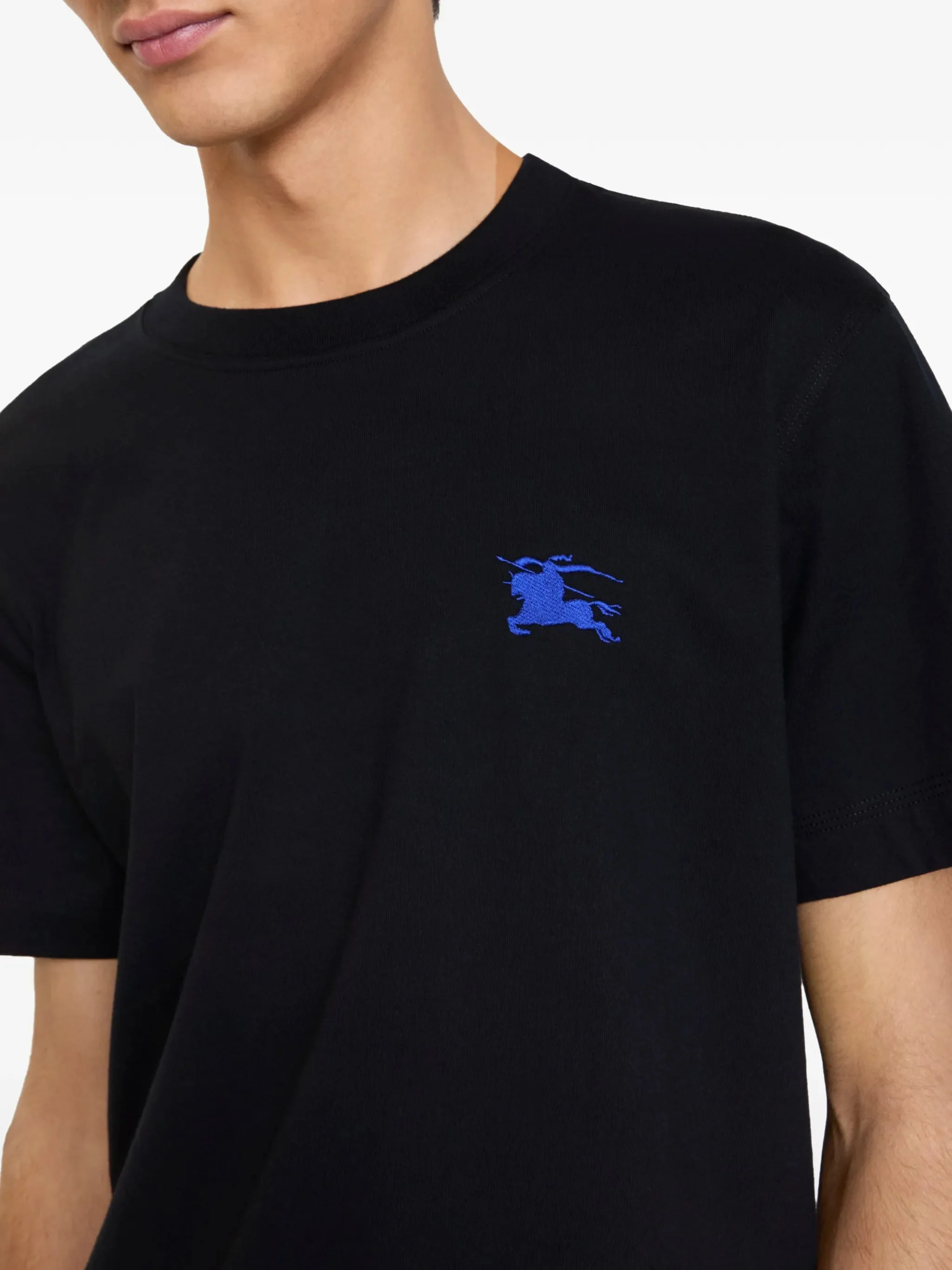 Burberry Rib-Knit Neckline Embroidered Equestrian Knight T-Shirt - Medium - Image 3