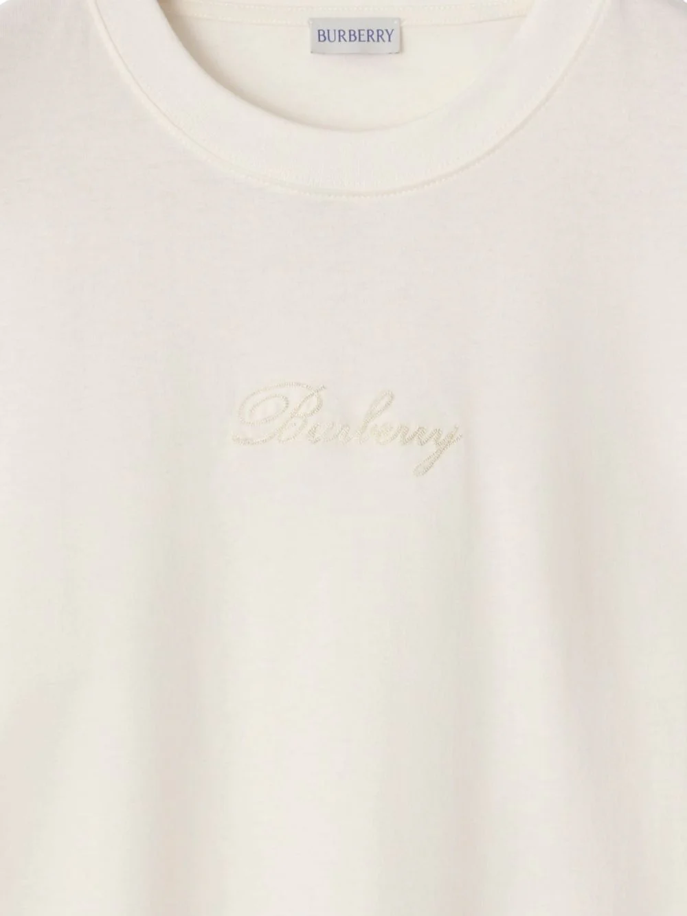 Burberry Rib-Knit Neckline Embroidered Lettering T-Shirt - Size M - Image 5