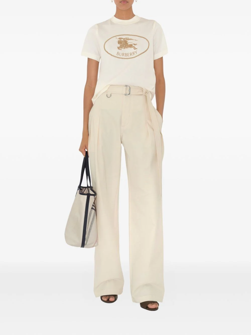 Burberry Rib-knit Neckline T-shirt with Embroidered Equestrian Knight Design - Size S - Image 2