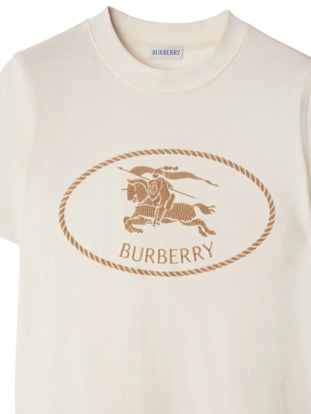 Burberry Rib-knit Neckline T-shirt with Embroidered Equestrian Knight Design - Size S - Image 5