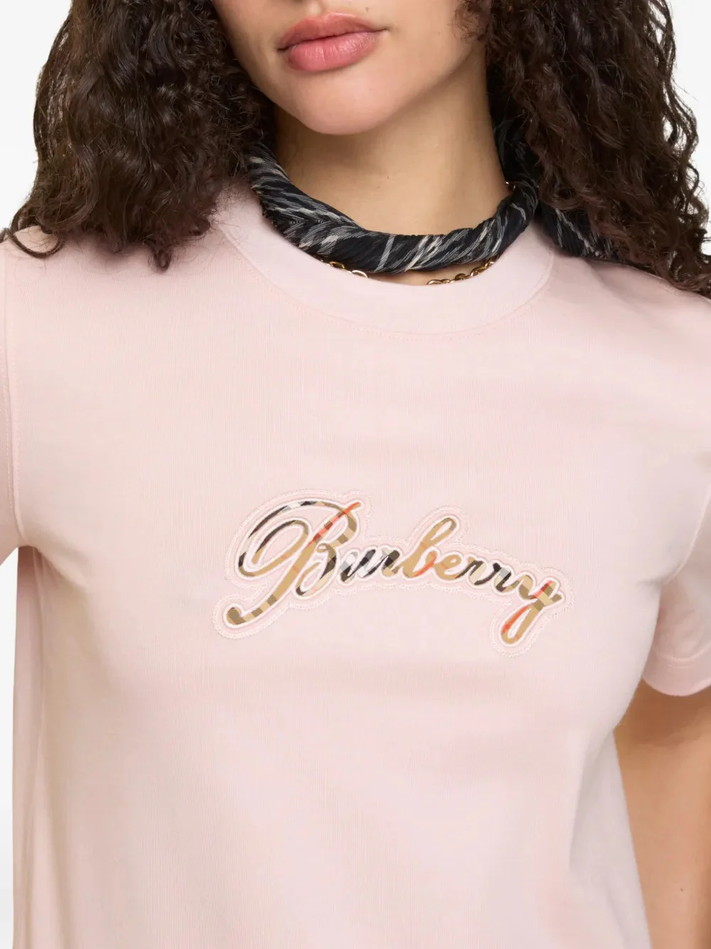 Burberry Ribbed Collar Embroidered Lettering T-Shirt - Size S - Image 3