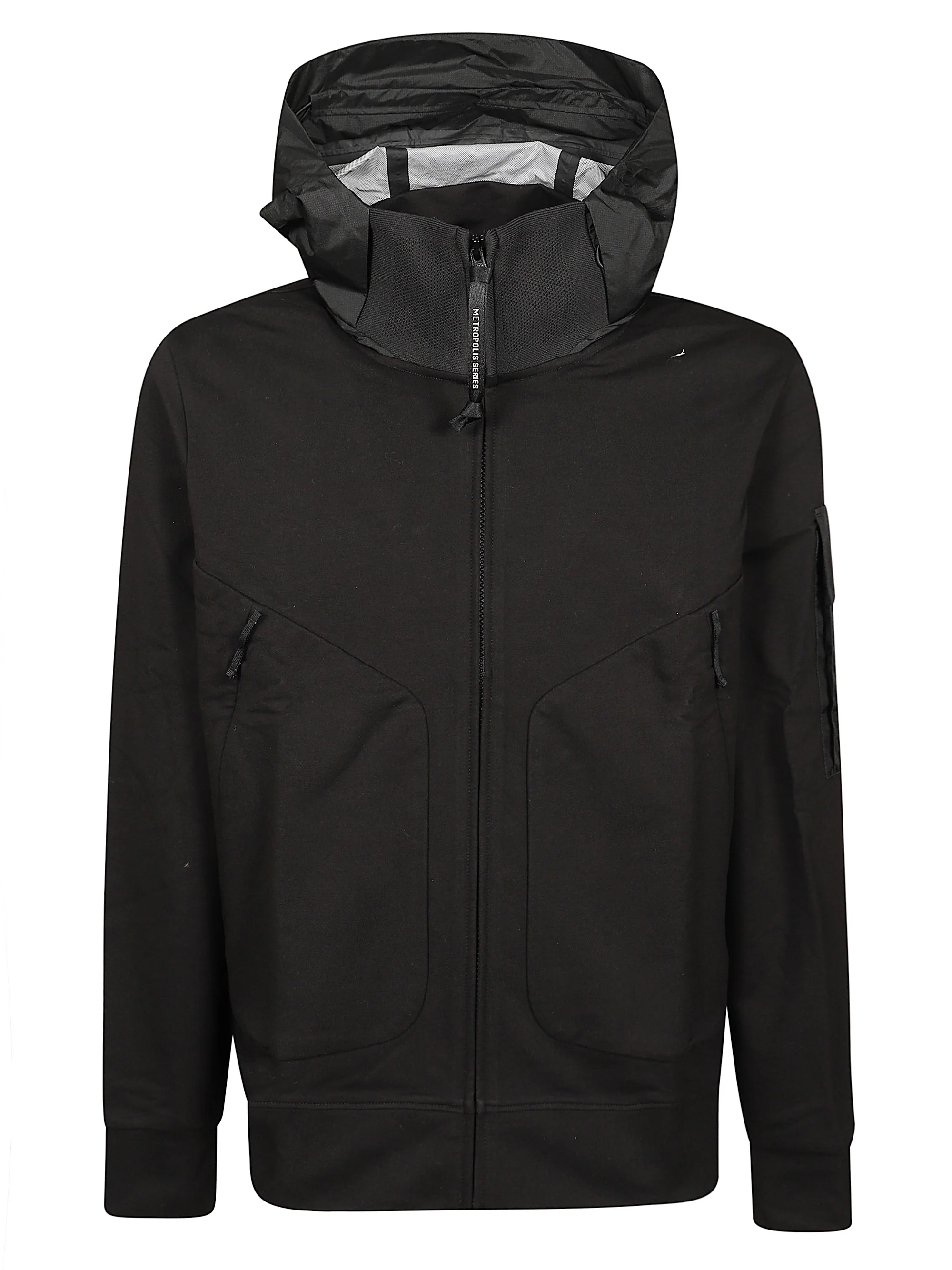 C.p. Company Zip Fastening Hooded Sweatshirt with Logo Patch and Front Pockets