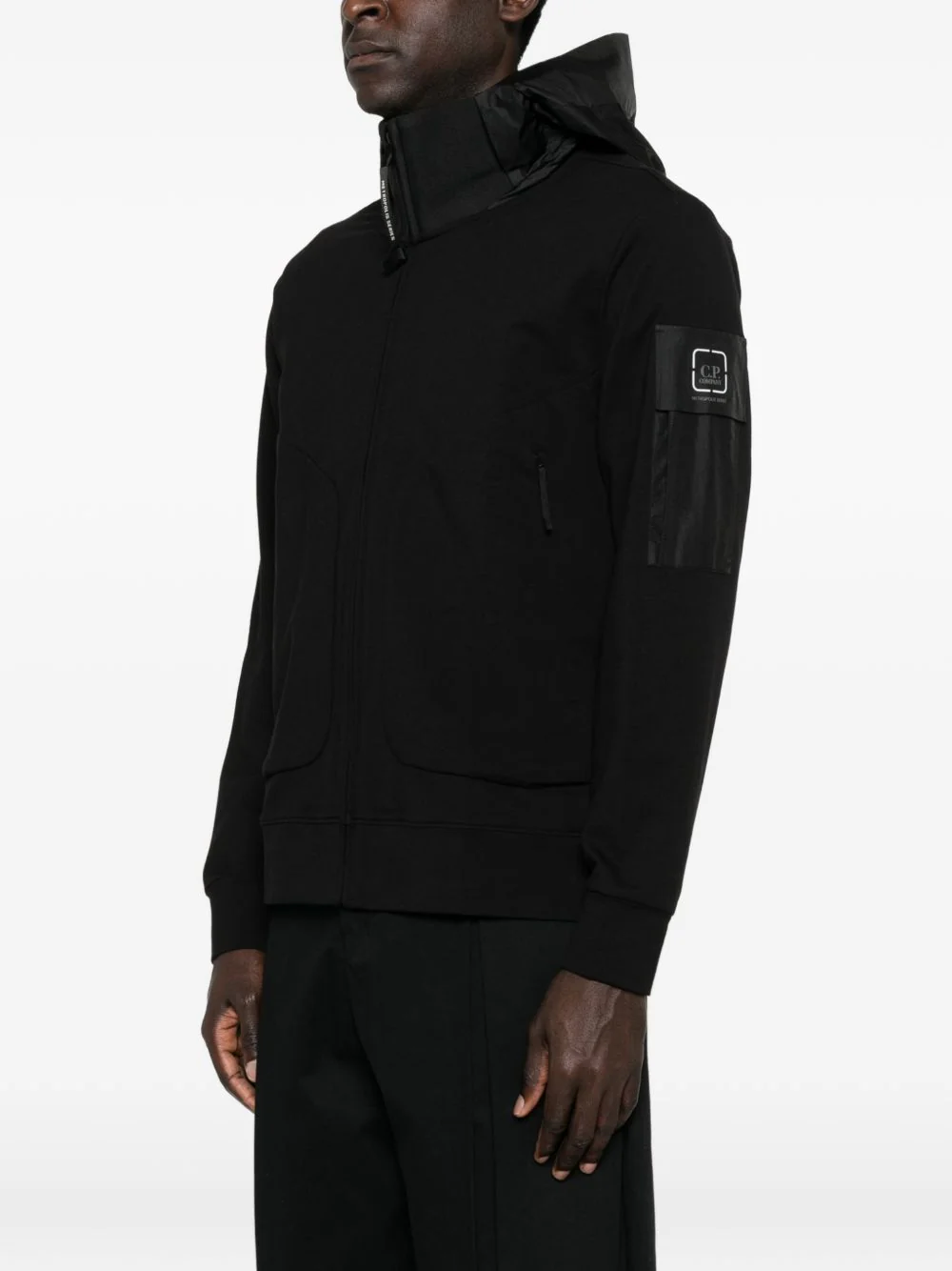 C.p. Company Zip Fastening Hooded Sweatshirt with Logo Patch and Front Pockets - Image 6