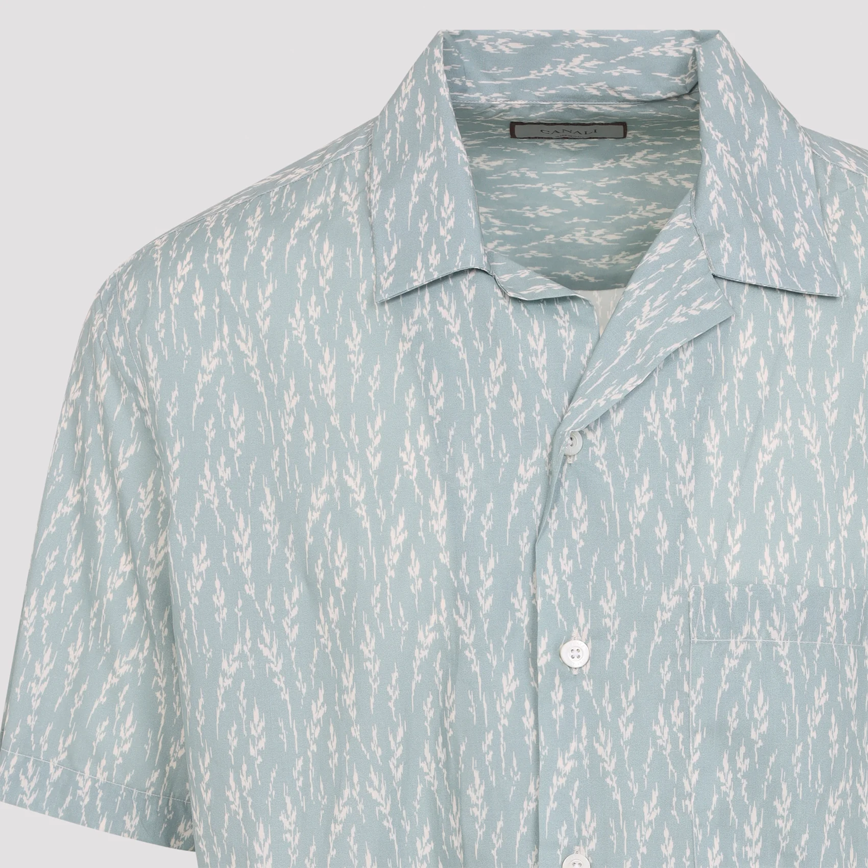 Canali Printed Linen and Cotton Boxy-fit Shirt - Image 5