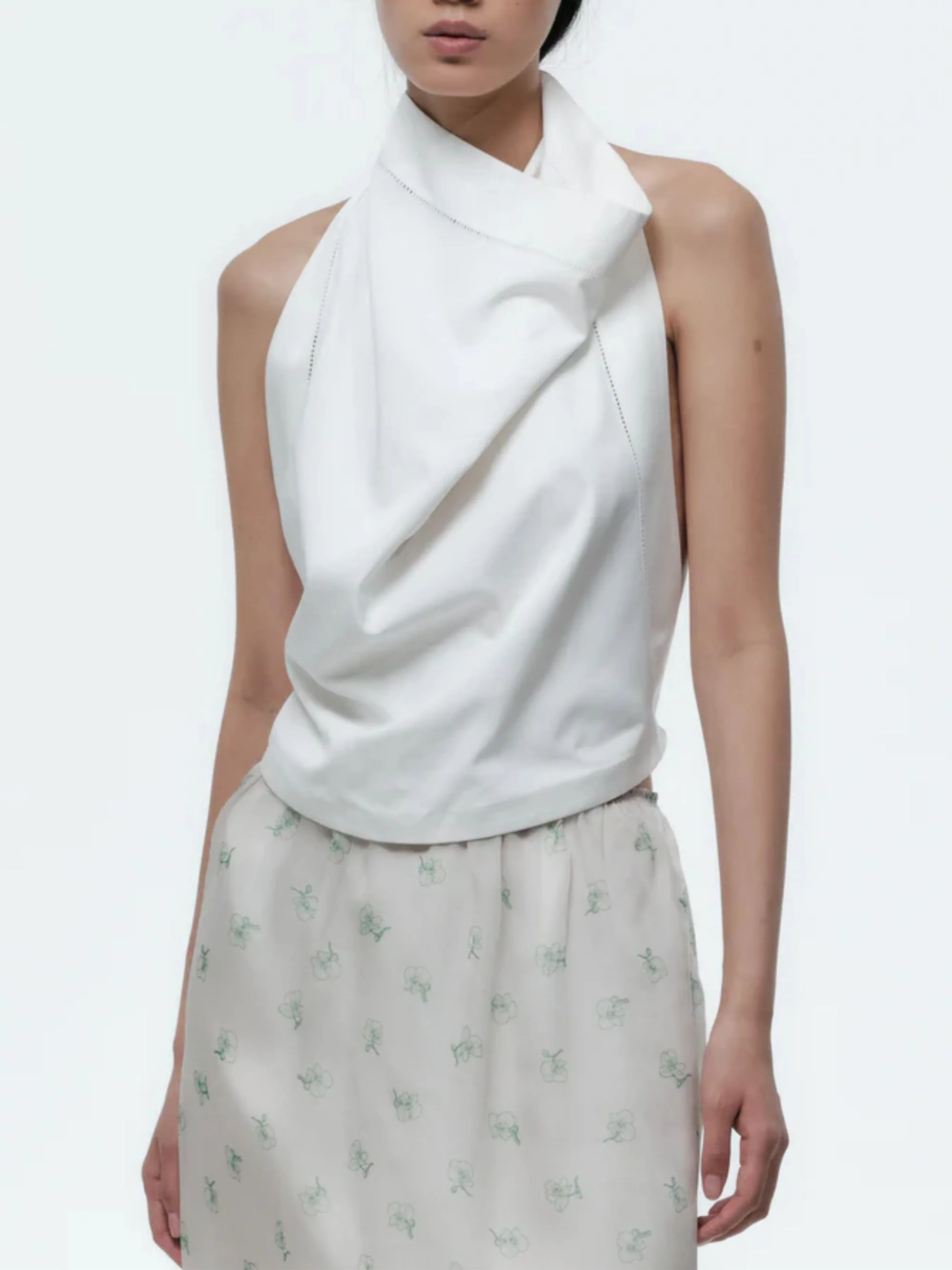 Carven Backless Silk Top with Draped Neckline - Women's - Image 2