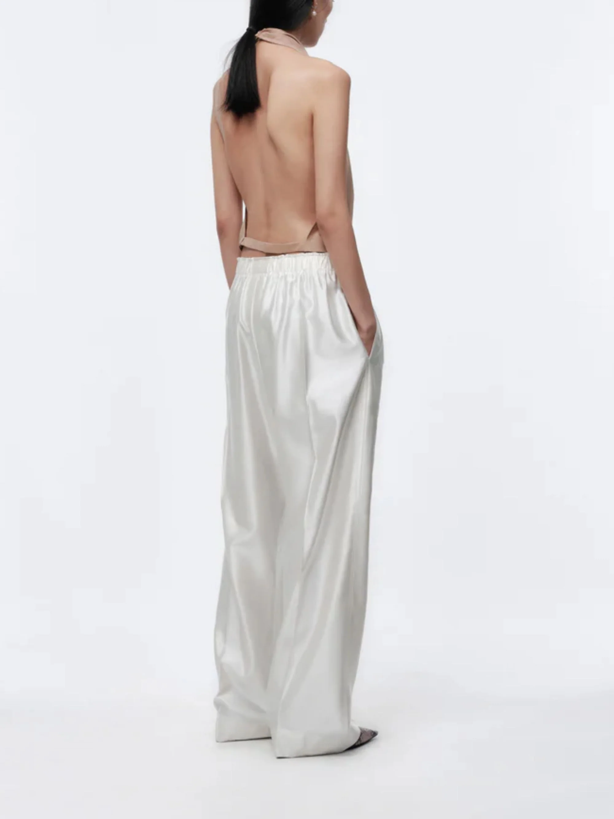 Carven High-Waisted Relaxed Fit Cotton Satin Pants - Image 4