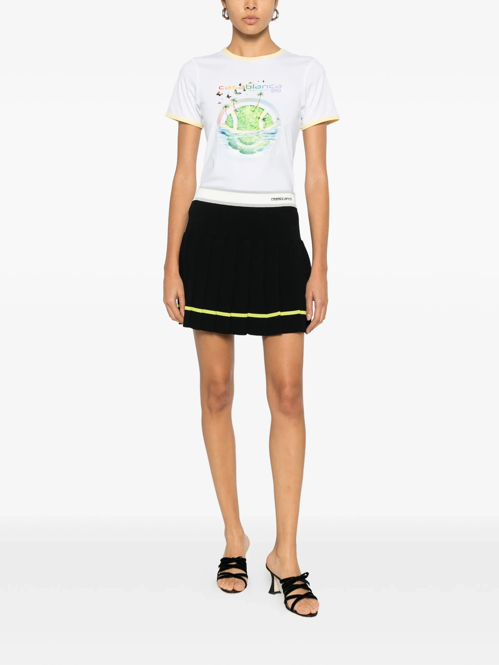 Casablanca Contemporary Contrast Cuffed Neck T-Shirt Size S - Image 2