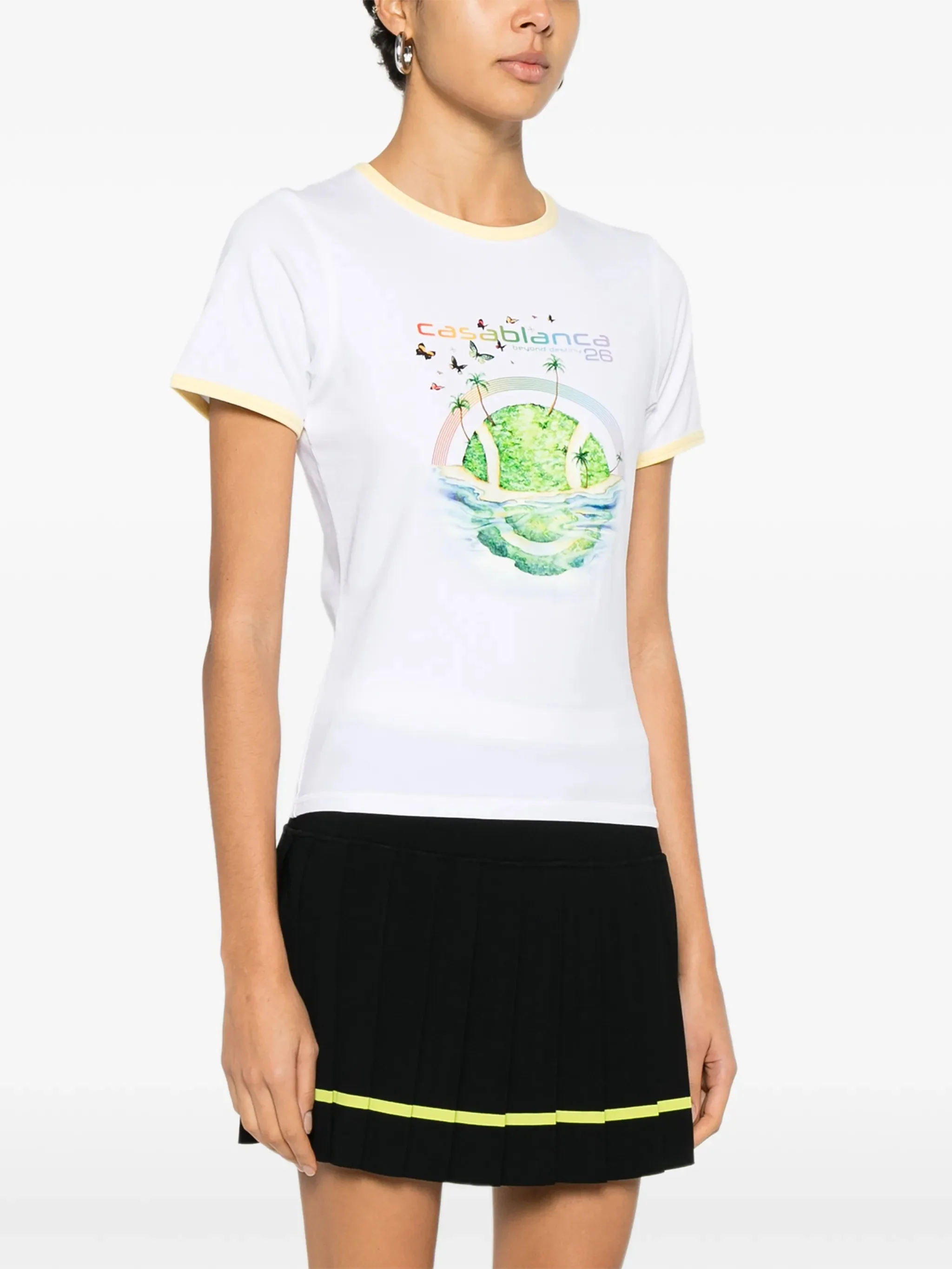Casablanca Contemporary Contrast Cuffed Neck T-Shirt Size S - Image 3