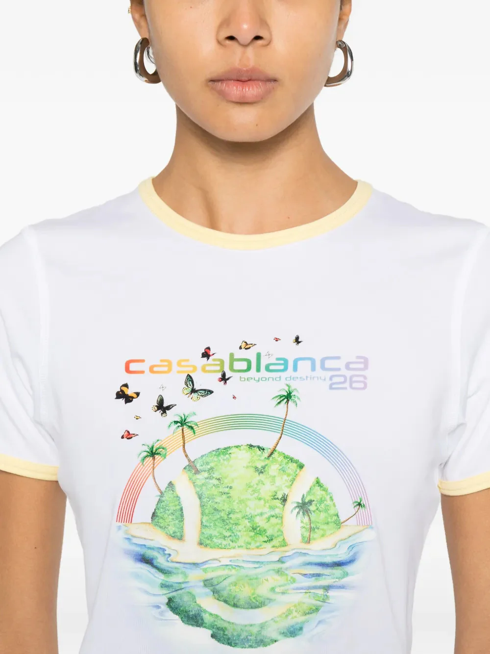 Casablanca Contemporary Contrast Cuffed Neck T-Shirt Size S - Image 5